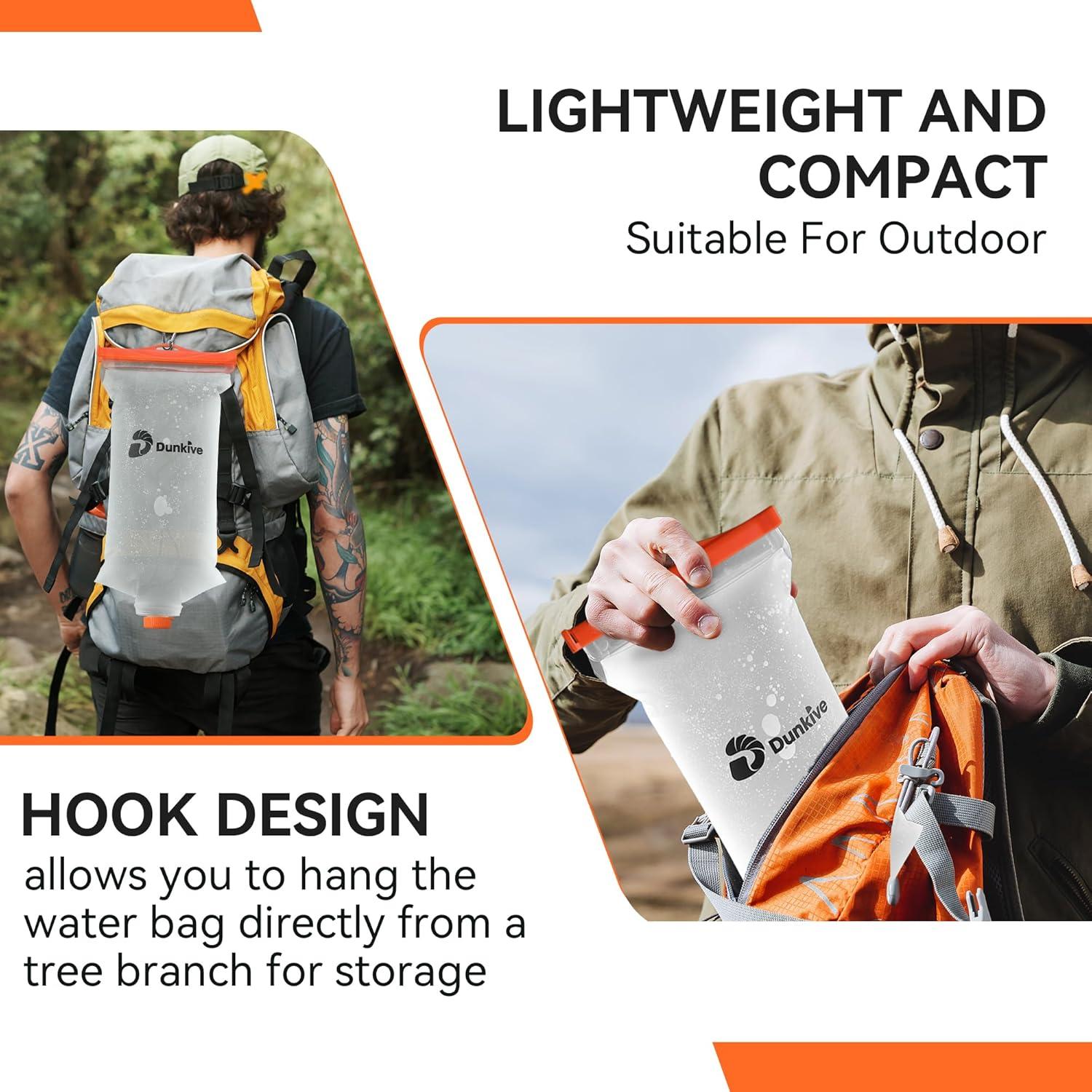 Bolsa de Agua Colapsable 2L Dunkive con Filtro 28mm TPU