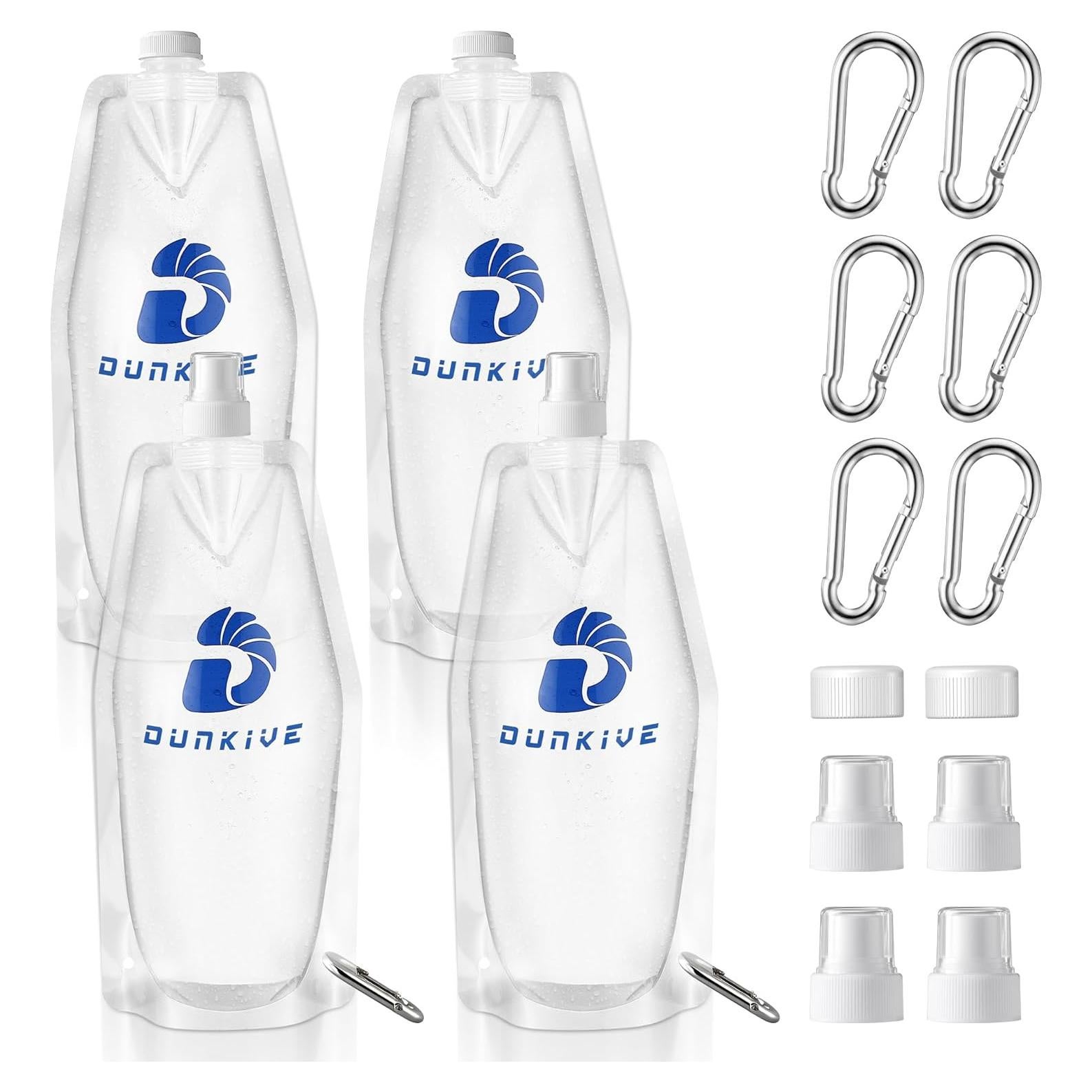 Botellas de Agua Plegables Dunkive 1L - 4 Unidades Reutilizables