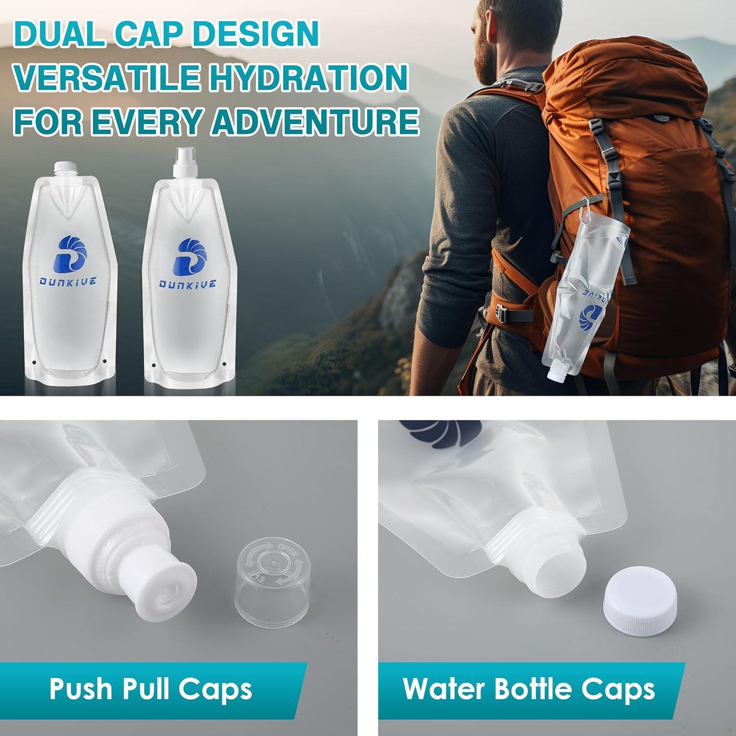 Botellas de Agua Plegables Dunkive 1L - 4 Unidades Reutilizables