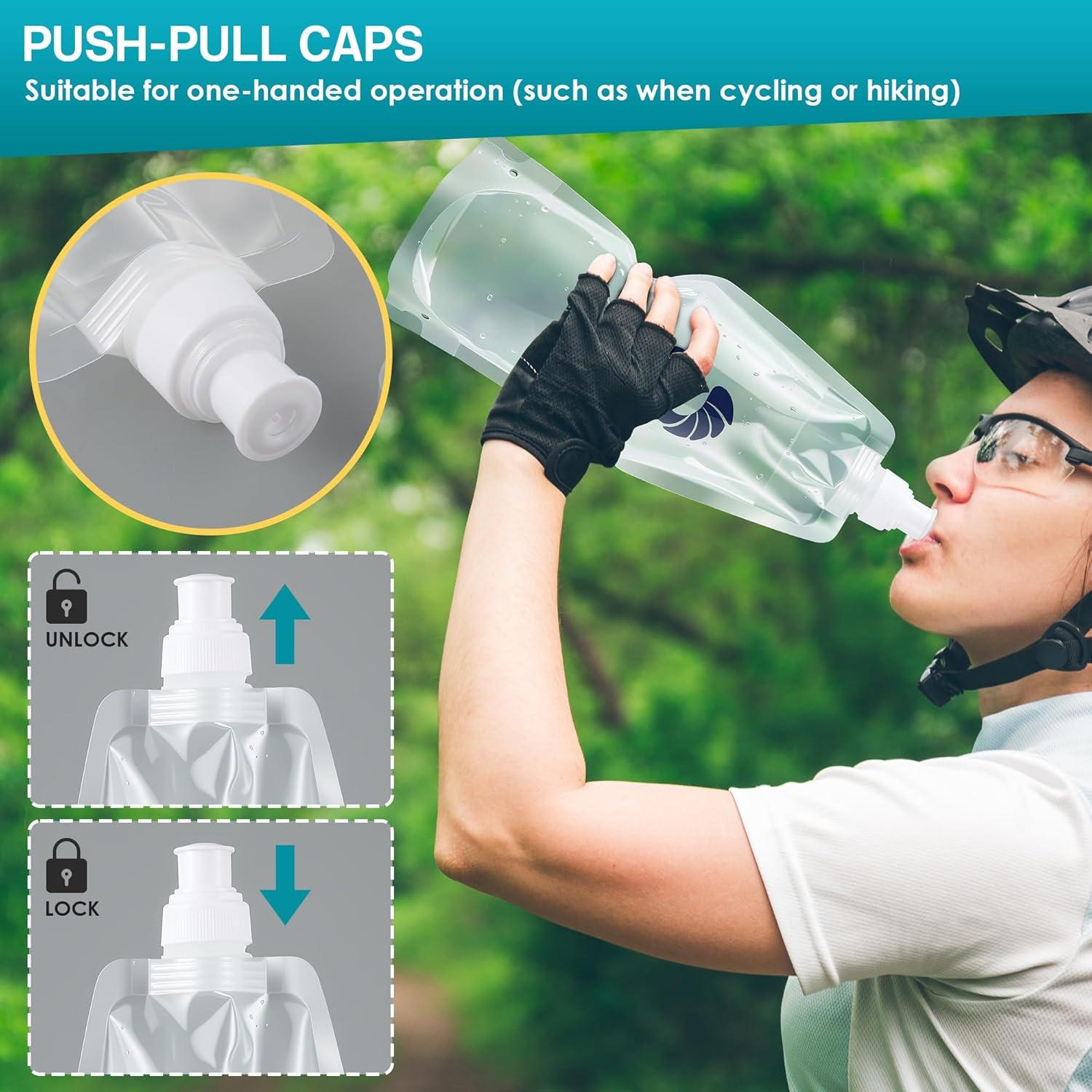 Botellas de Agua Plegables Dunkive 1L - 4 Unidades Reutilizables