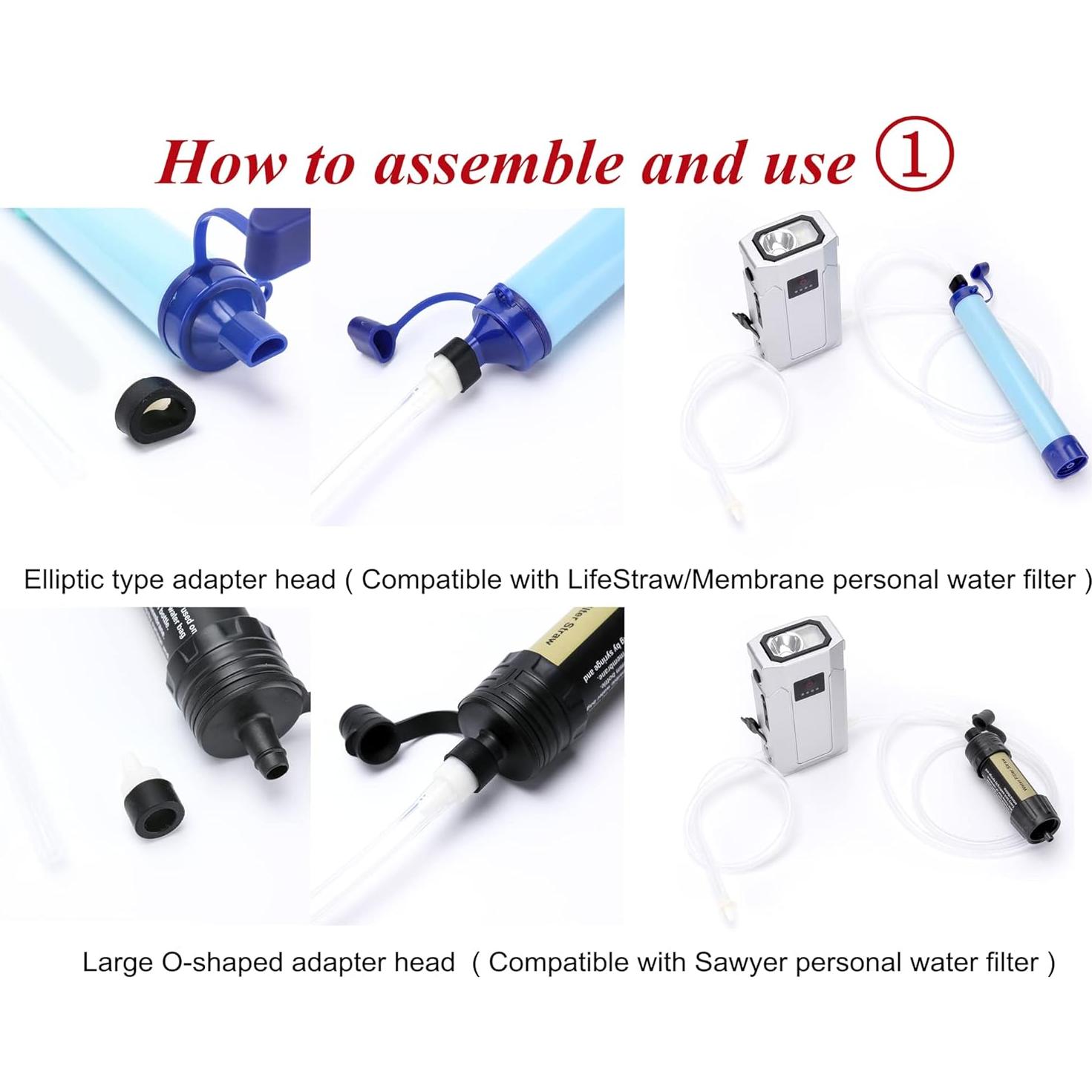 Mini Bomba de Agua de Emergencia NNOOAADIO 1000ml/min con Filtro