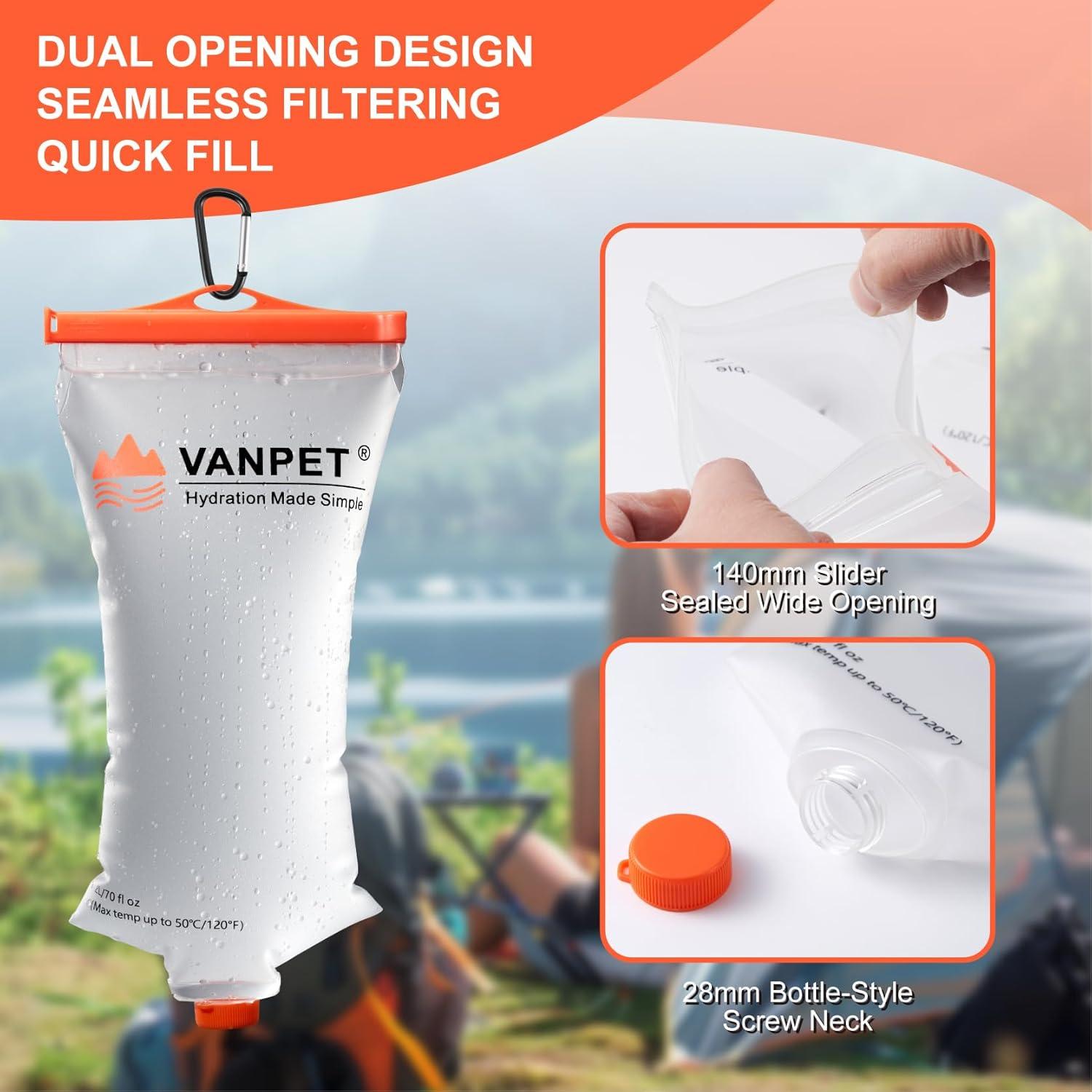 Bolsa de Agua 2L VANPET TPU Plegable para Camping y Senderismo