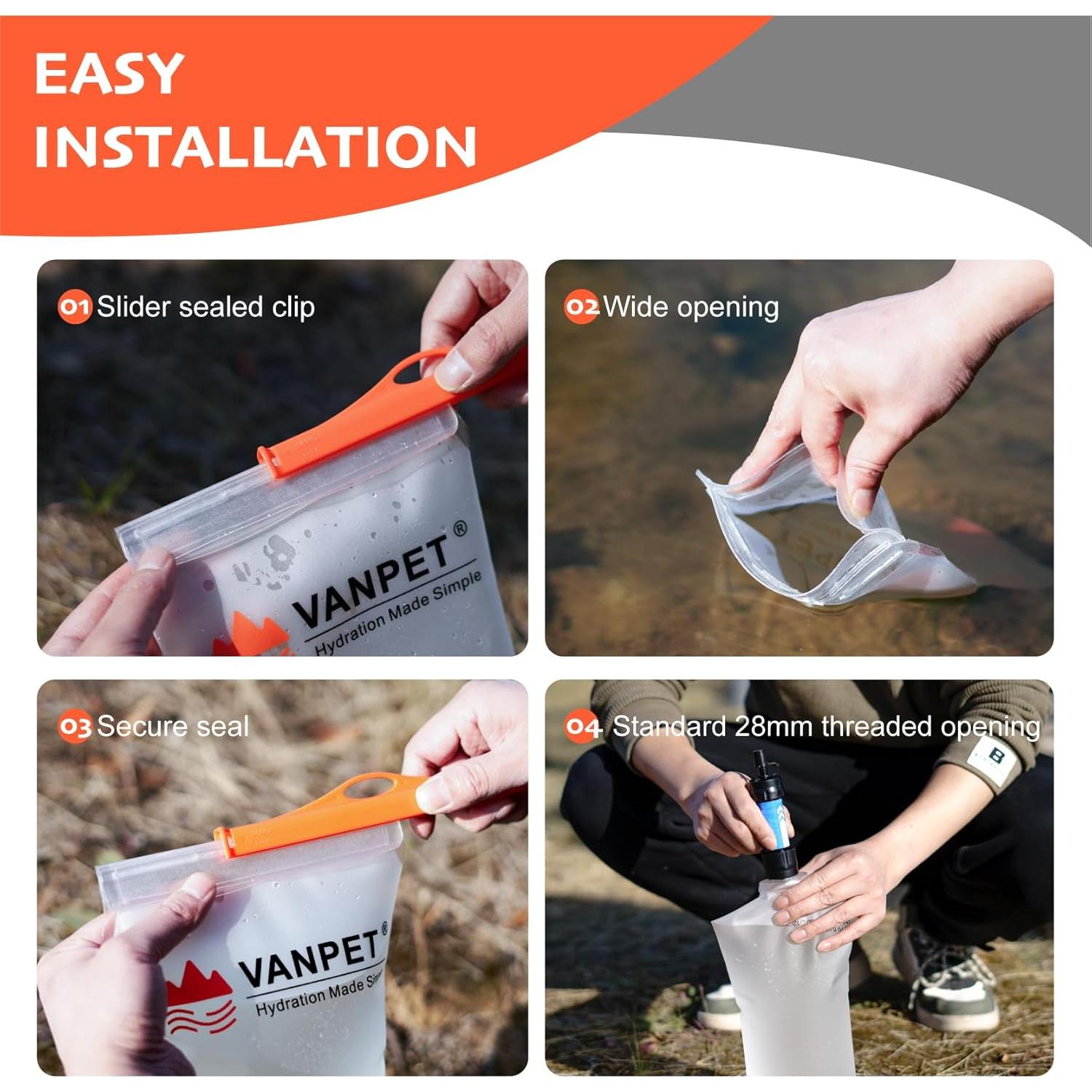 Bolsa de Agua 2L VANPET TPU Plegable para Camping y Senderismo