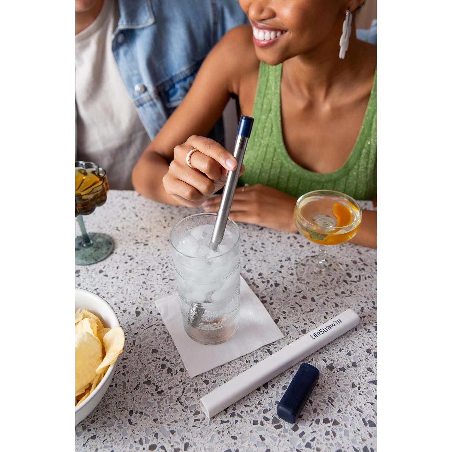 Popote de Filtración de Agua LifeStraw - Acero Inoxidable, 3 Piezas