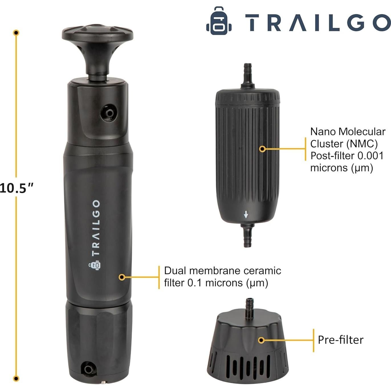 Filtro de Agua Portátil Trailgo HWF03 3 Etapas 1.6 L/min