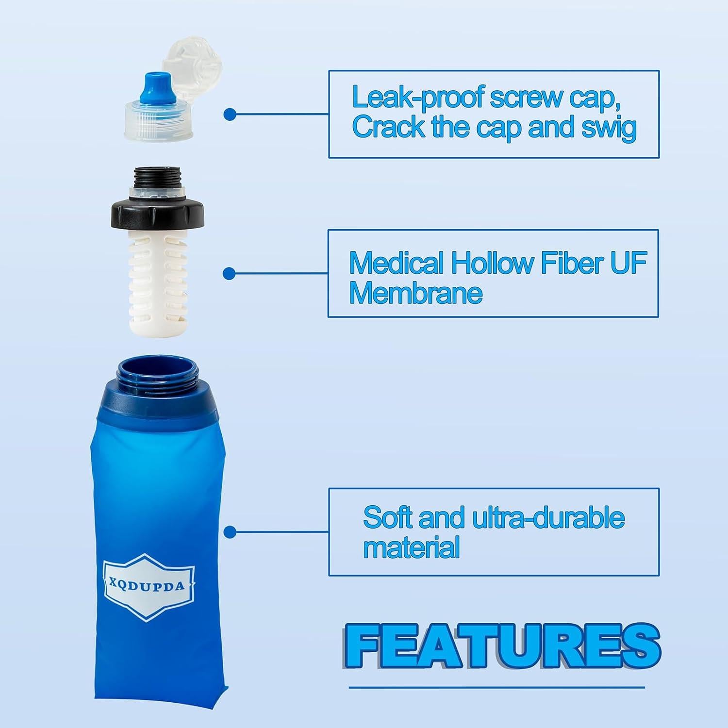 Filtro de Agua Premium XQDUPDA 600 ml - Ligero y Compacto