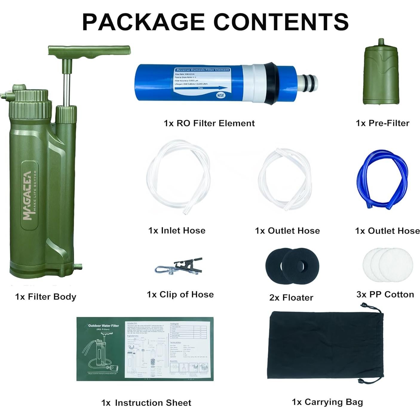 Filtro de Agua Portátil MAGACEA con Membrana RO 0.0001 Micrones