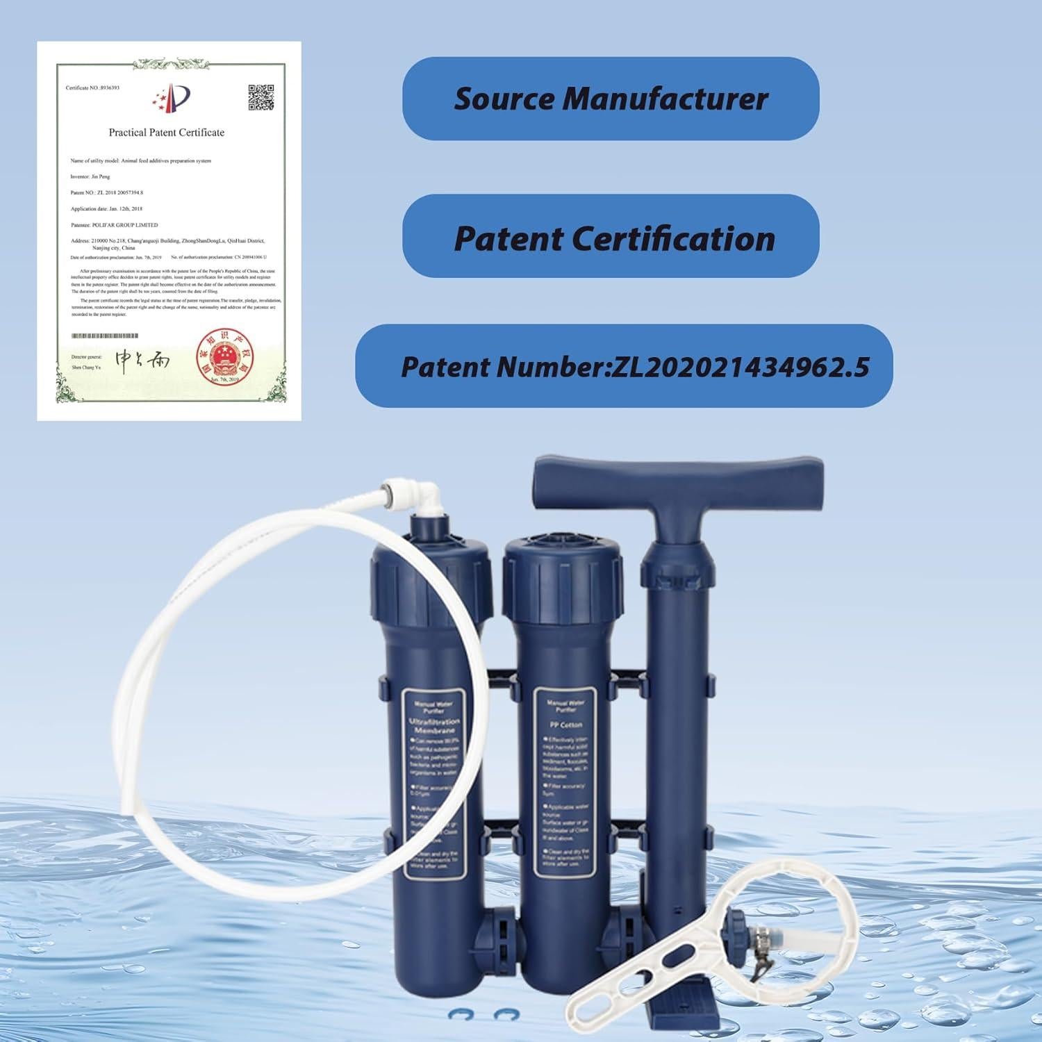 Purificador de Agua Portátil P Polerden - Filtro Manual Camping