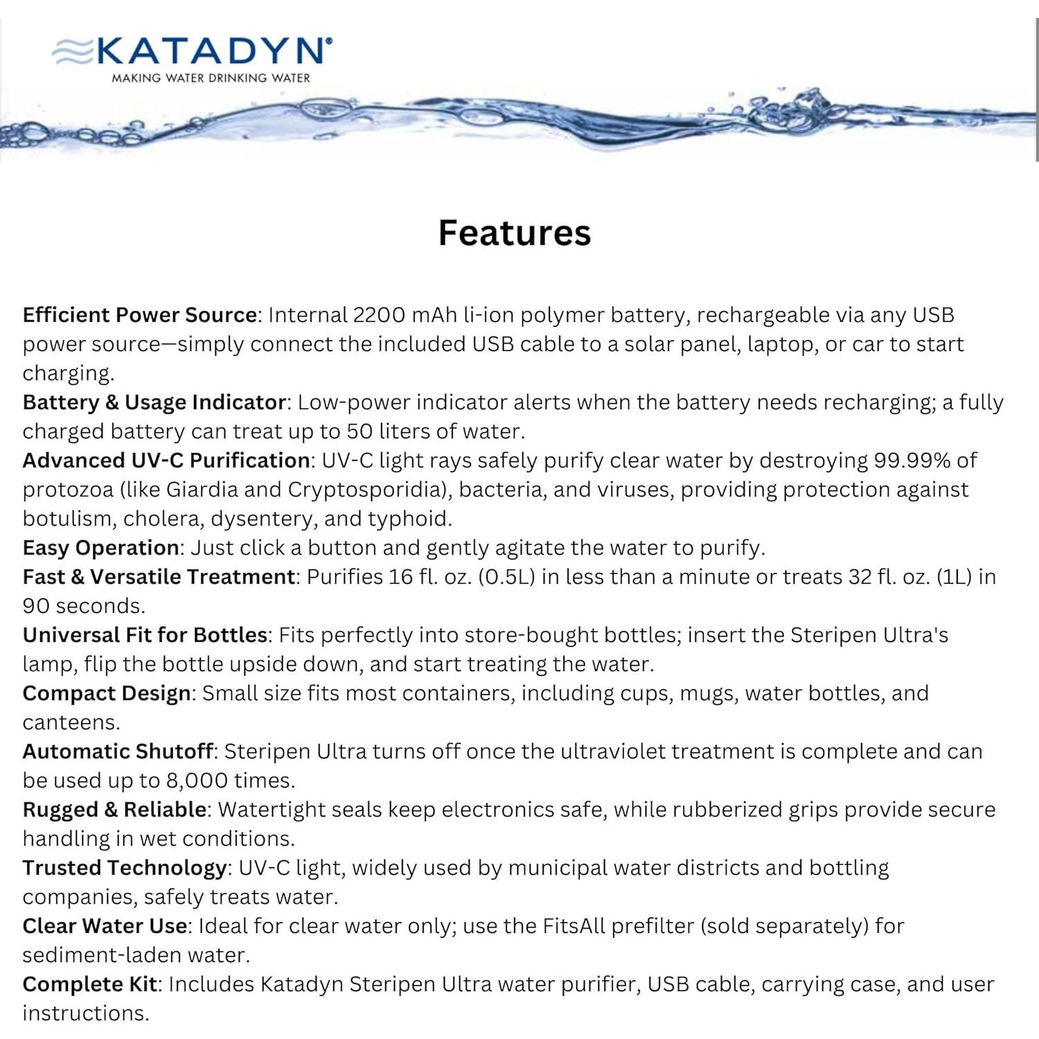 Purificador de Agua UV SteriPen Ultra - Batería 2200mAh