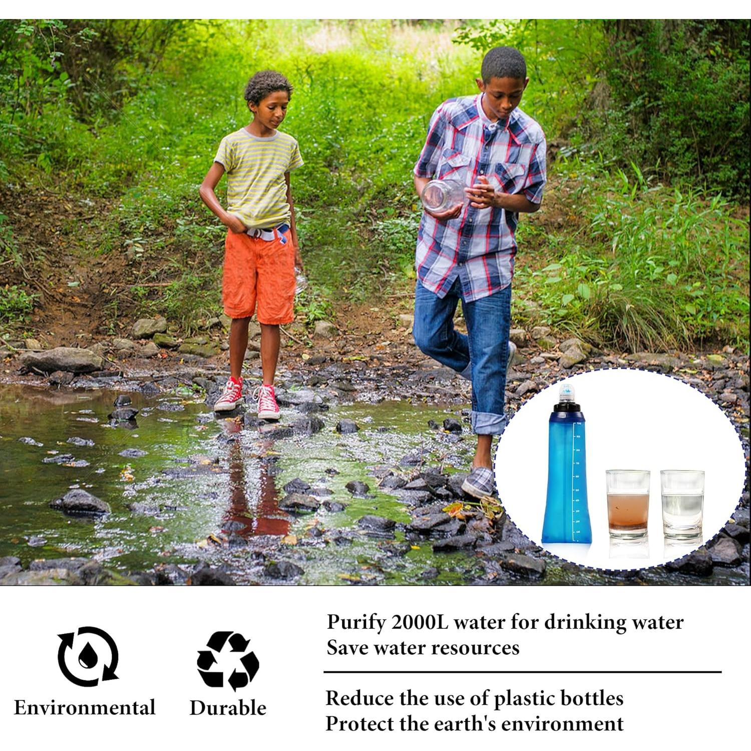 Filtro de Agua Portátil SISKEYCOOC 1L Plegable para Senderismo