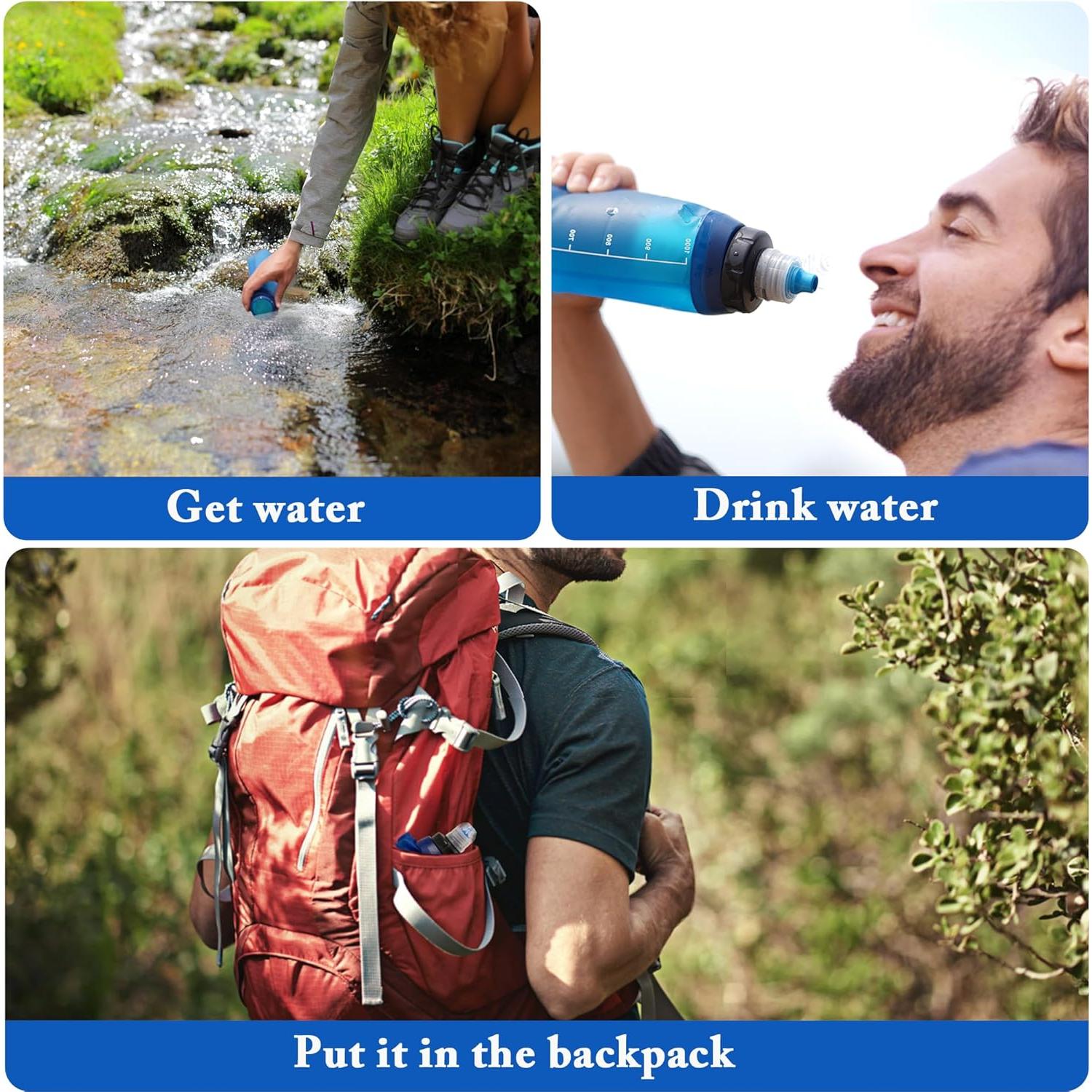 Filtro de Agua Portátil SISKEYCOOC 1L Plegable para Senderismo