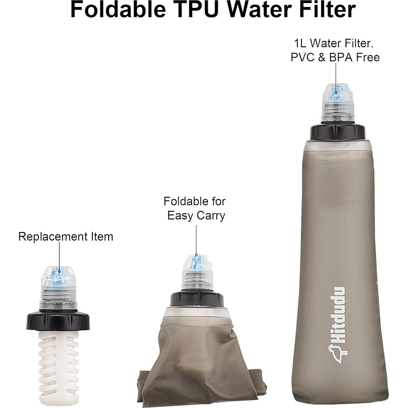 Filtro de Agua Portátil Hitdudu 1L - Filtración 0.01 Micrones