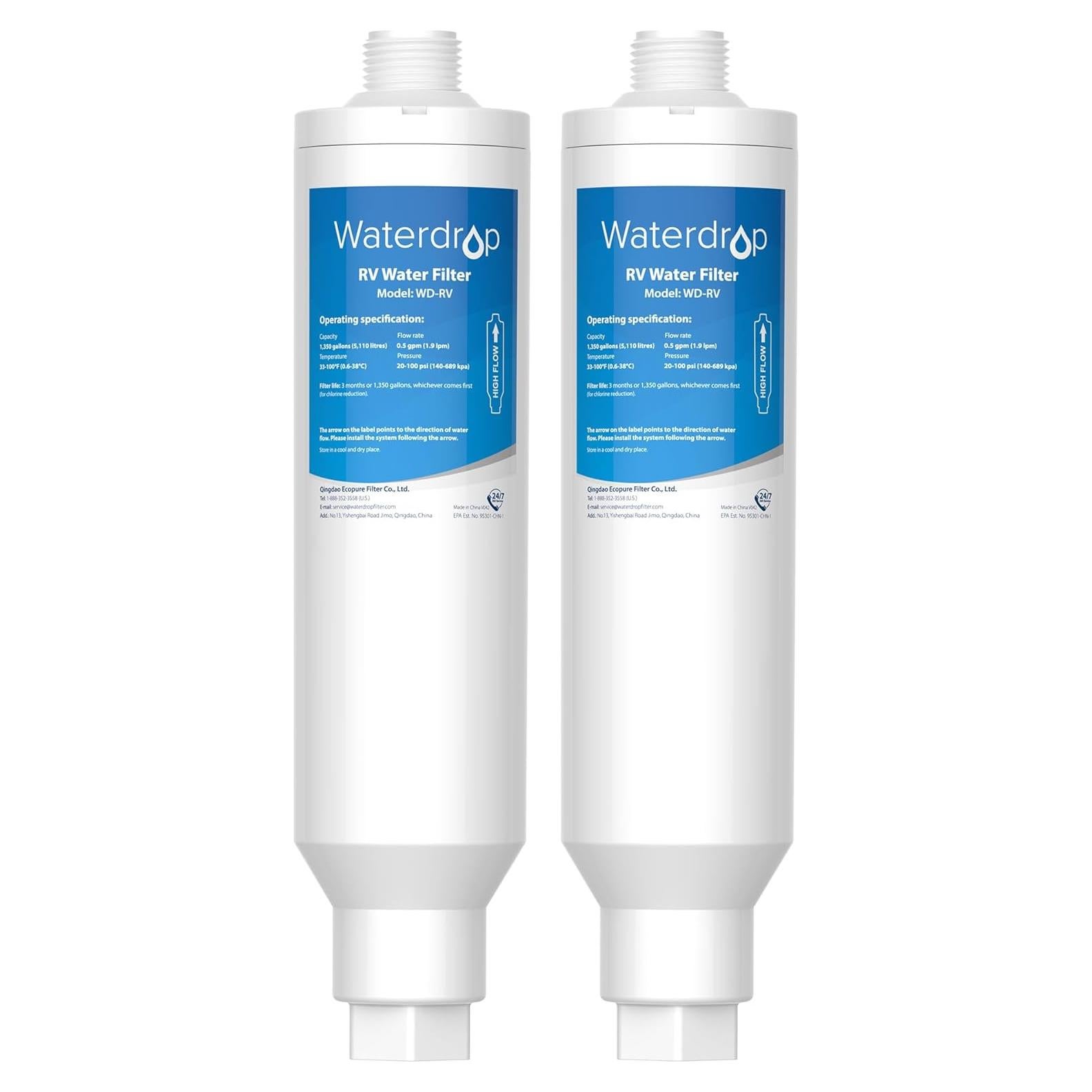 Filtro de Agua Waterdrop RV - Paquete de 2, Certificado NSF