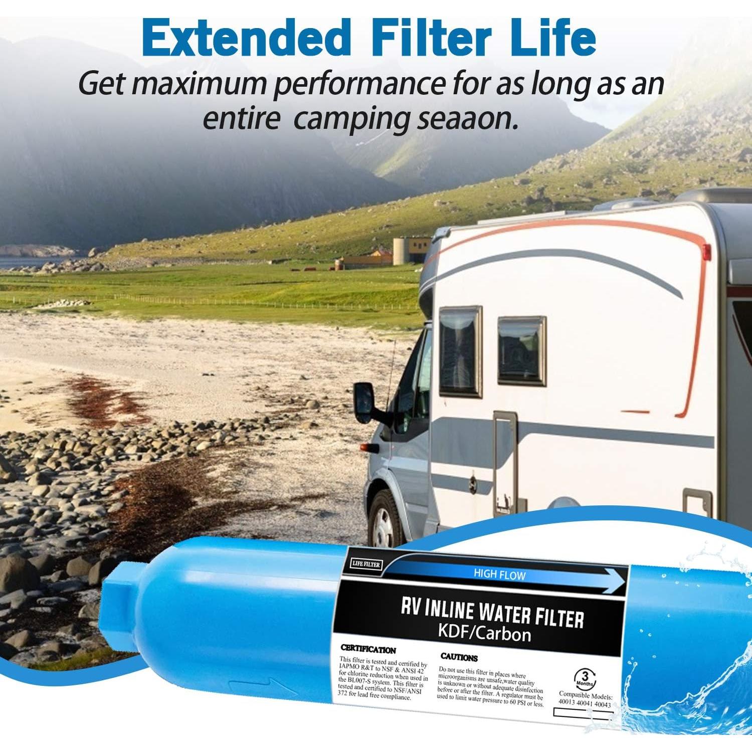 Filtro de Agua Inline Lifefilter RV - Paquete de 2, Reduce Cloro y Olores
