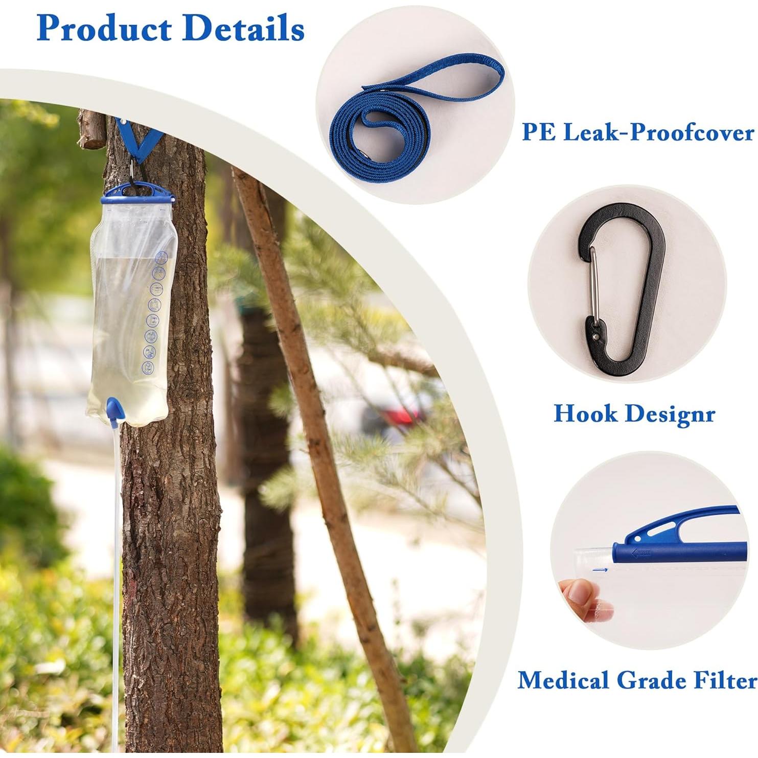 Filtro de Agua por Gravedad SISKEYCOOC 3L para Camping y Emergencias