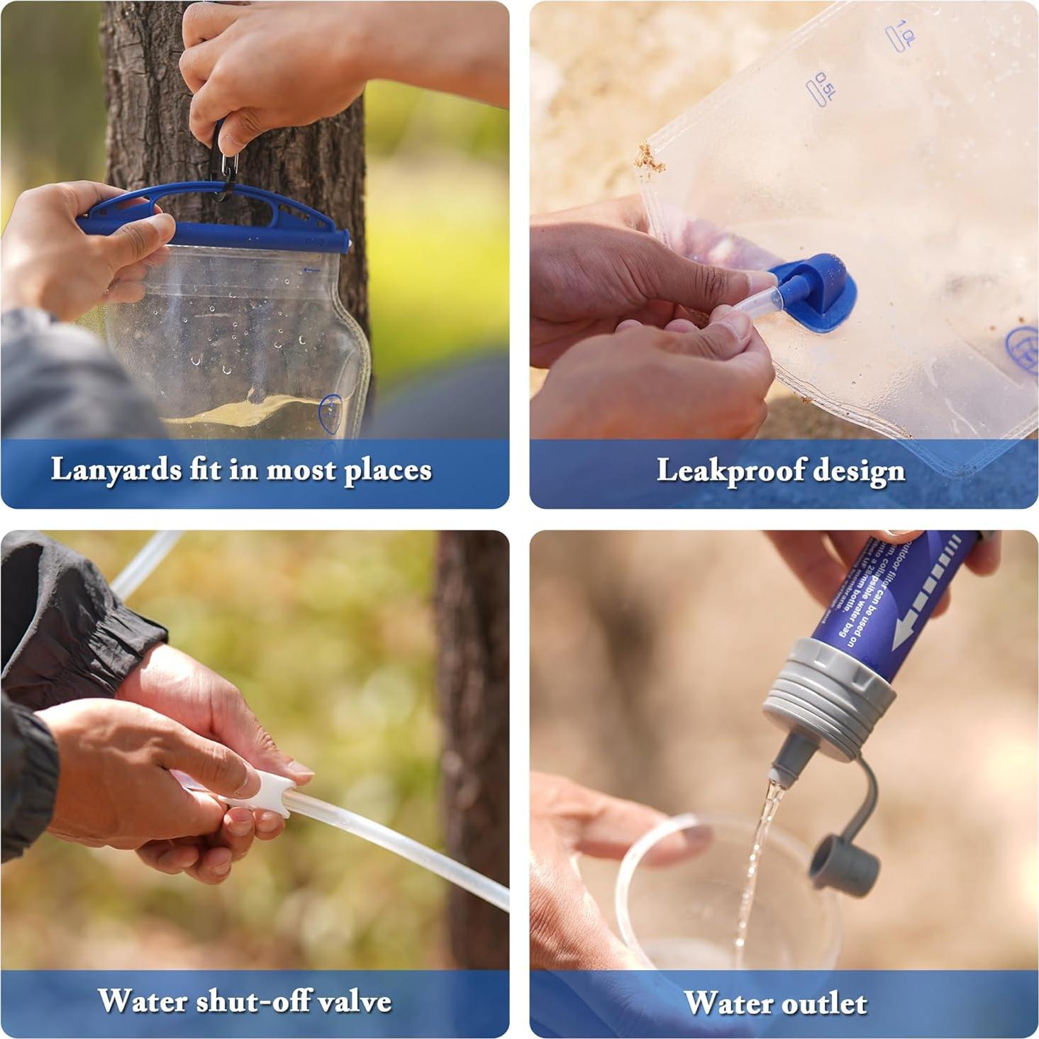 Filtro de Agua por Gravedad SISKEYCOOC 3L para Camping y Emergencias