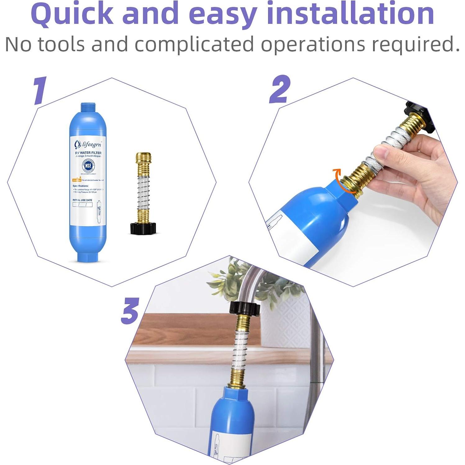 Filtro de Agua RV lifeegrn 2 Unidades, Reduce Olores y Sedimentos