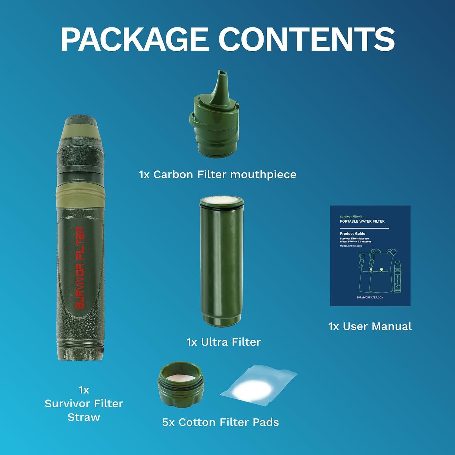 Filtro de Agua Portátil Survivor Filter L600 - 0.05 Micrones