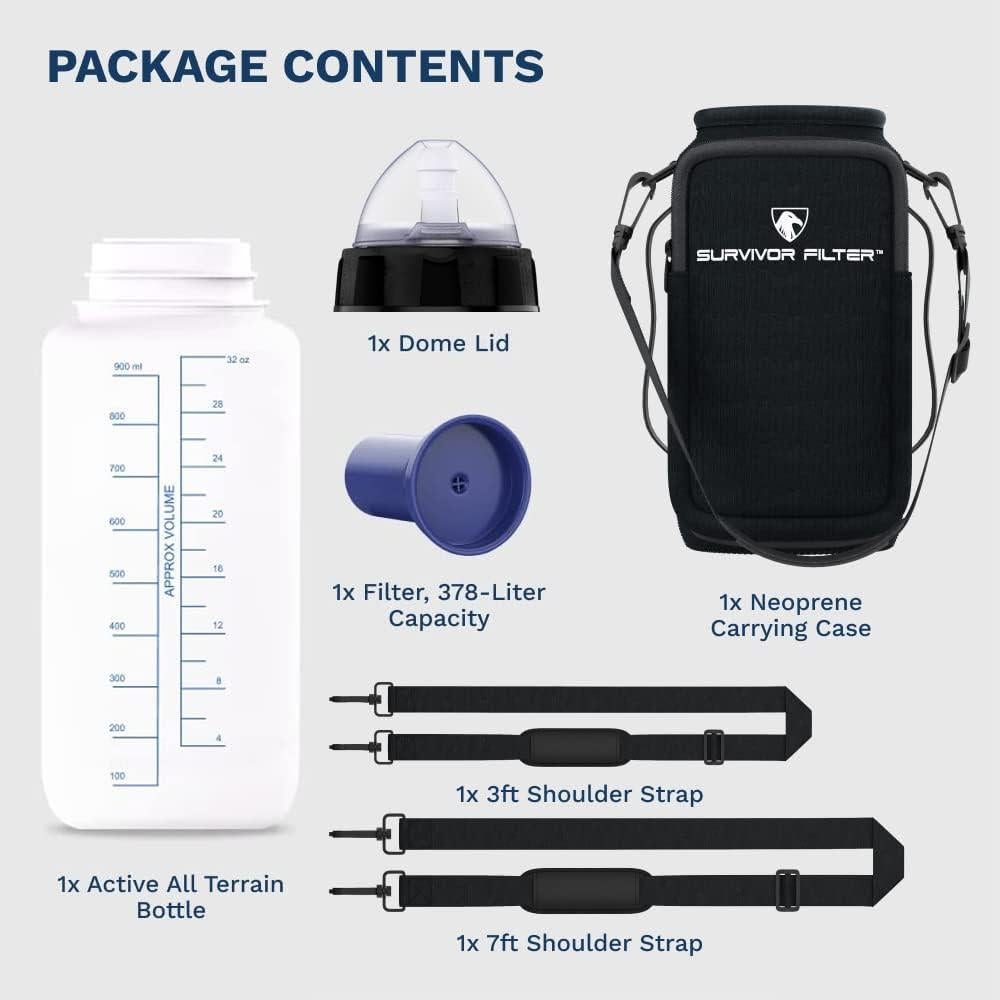 Botella de Filtro de Agua Survivor Filter 1L - Camping y Senderismo