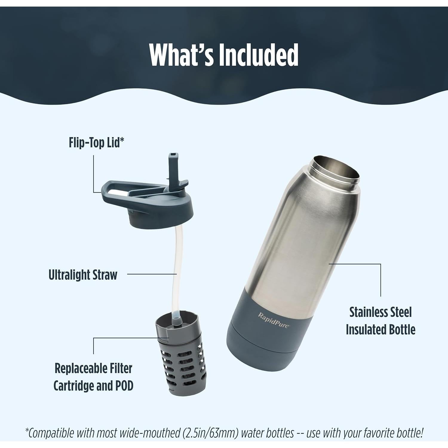 Purificador de Agua RapidPure + Botella Acero Aislada 0.7kg