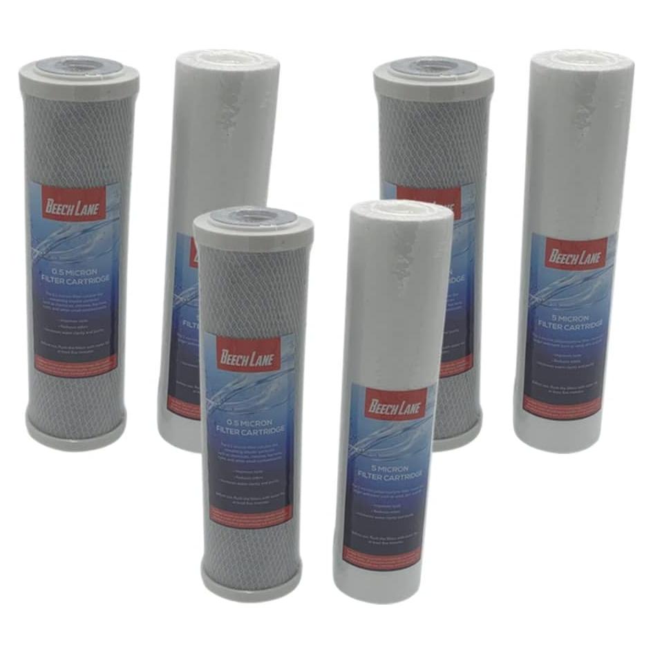 Filtros de Agua Duales Beech Lane - 3 Juegos 0.5 y 5 Micrones