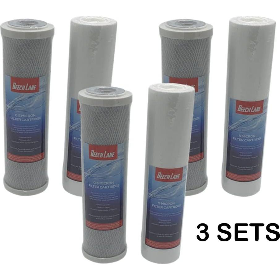 Filtros de Agua Duales Beech Lane - 3 Juegos 0.5 y 5 Micrones