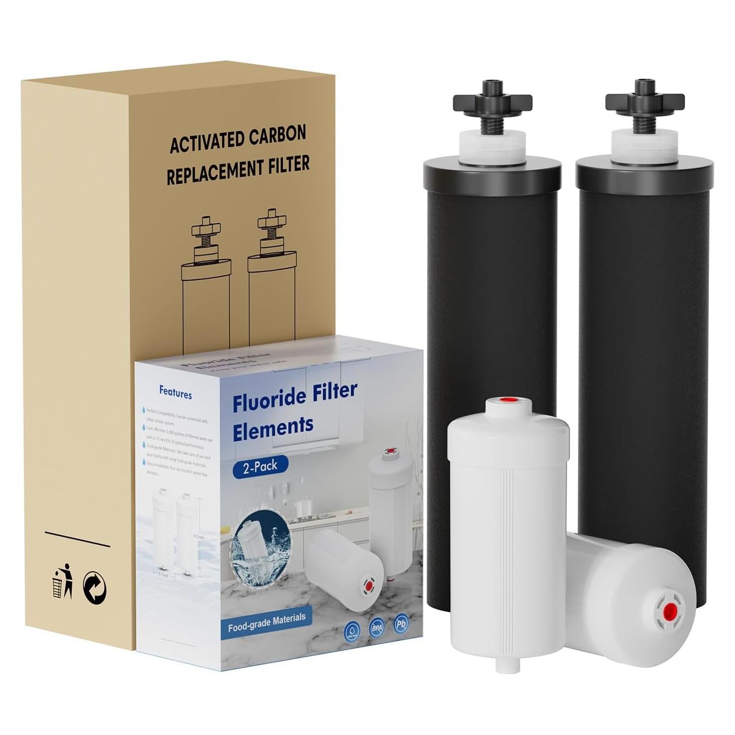 Filtros de Fluoruro Negros Joypur para Sistemas Berkey y Purewell - 2 Piezas