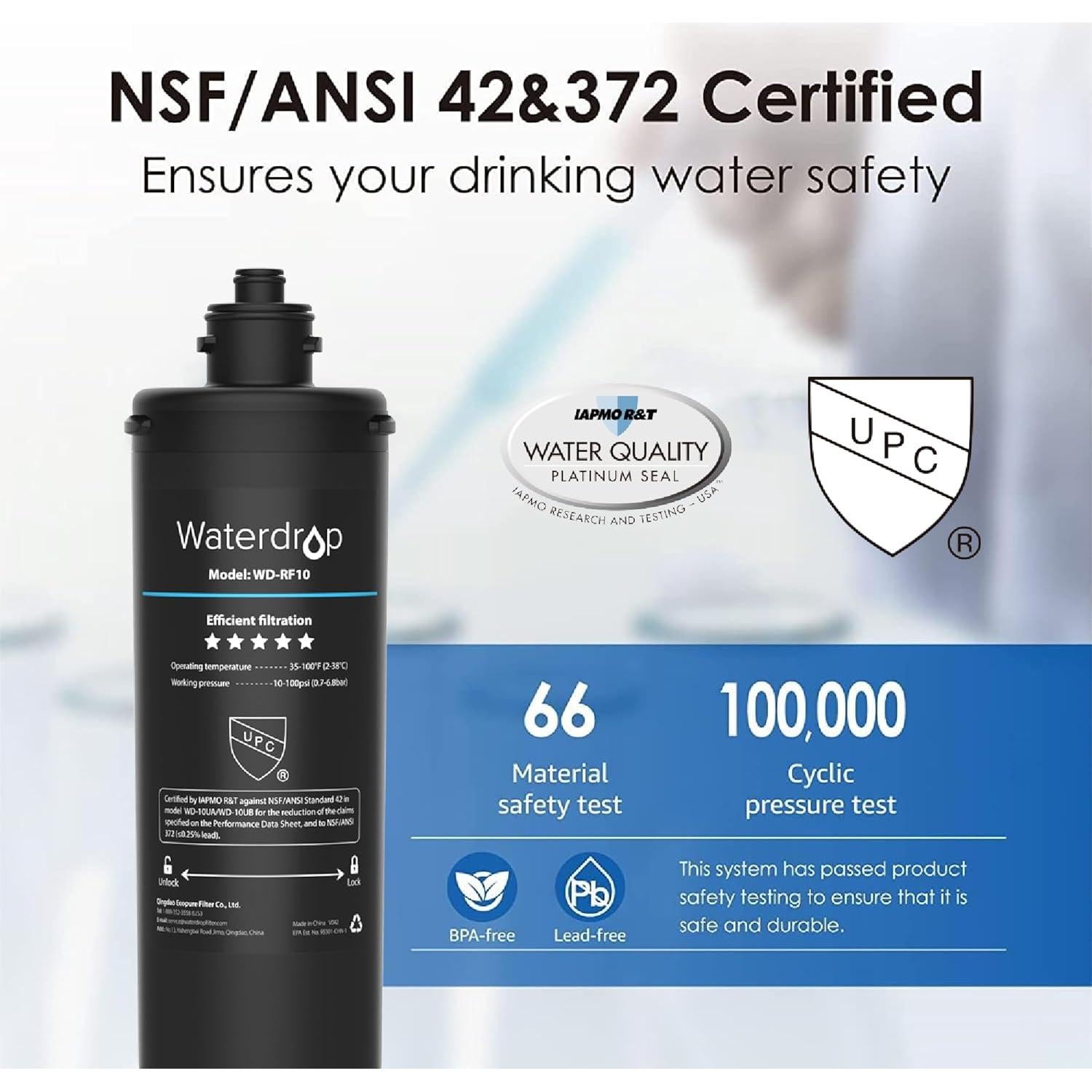 Cartucho de Filtro Waterdrop RF10 para Agua Bajo Fregadero