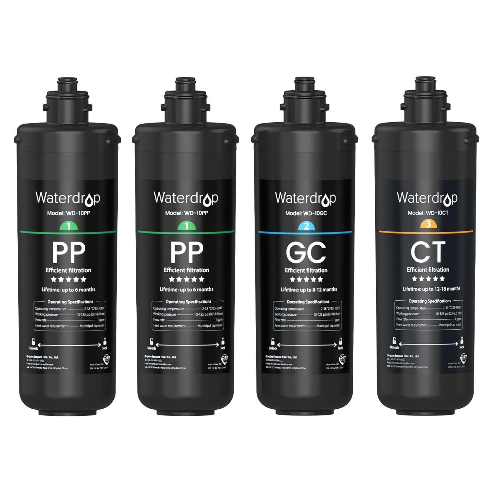 Filtro de agua Waterdrop TSA 3 etapas 4 unidades 2.24 kg