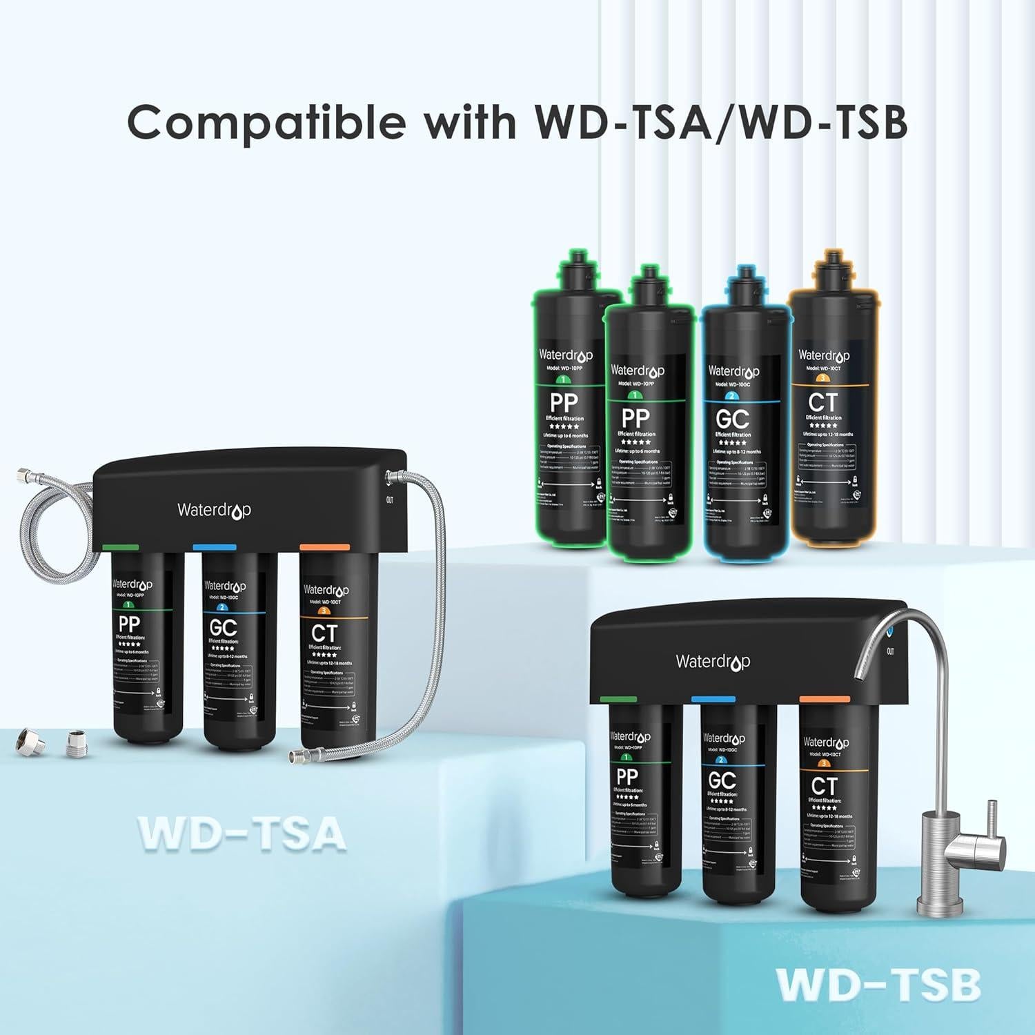 Filtro de agua Waterdrop TSA 3 etapas 4 unidades 2.24 kg