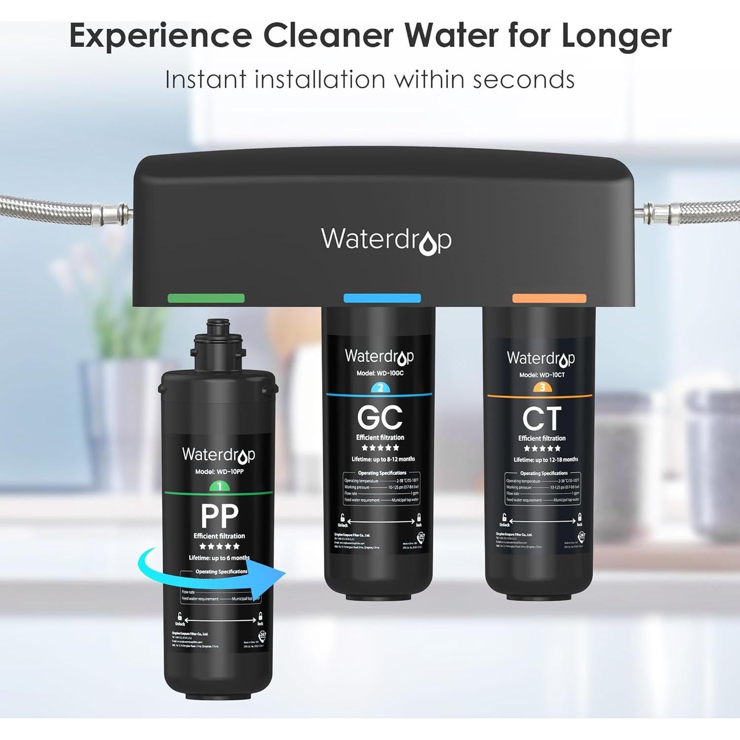 Filtro de agua Waterdrop TSA 3 etapas 4 unidades 2.24 kg