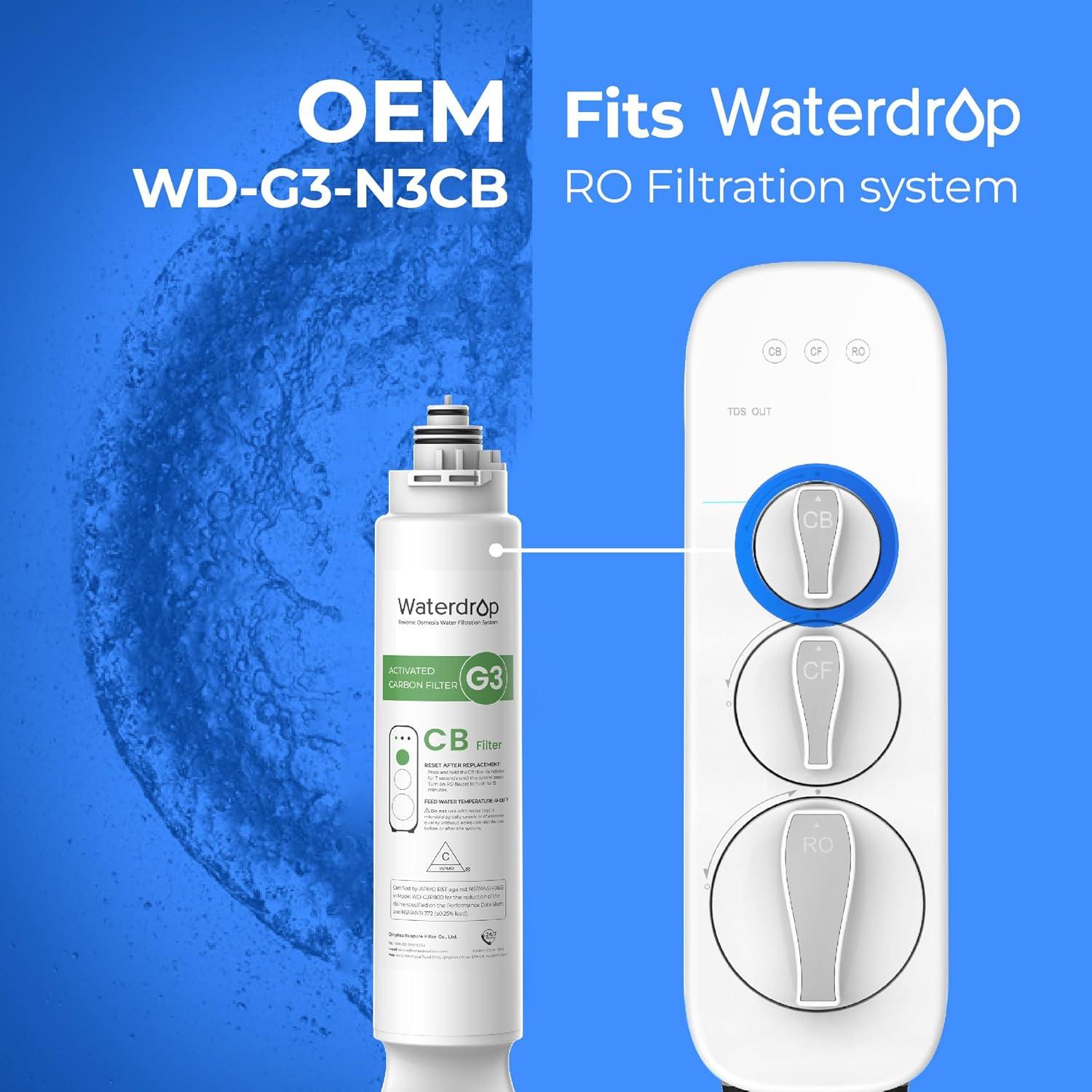 Filtro de Agua Waterdrop WD-G3-CB, Compatible con WD-G3-W