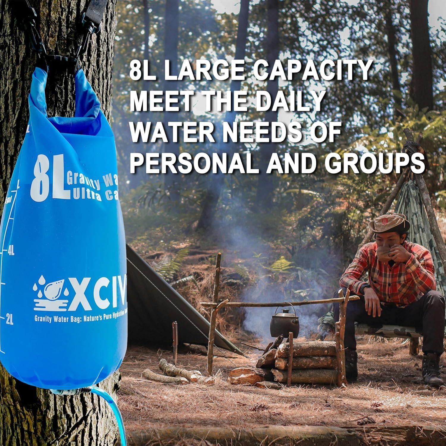 Bolsa de Agua por Gravedad xcivi 8L para Camping y Senderismo