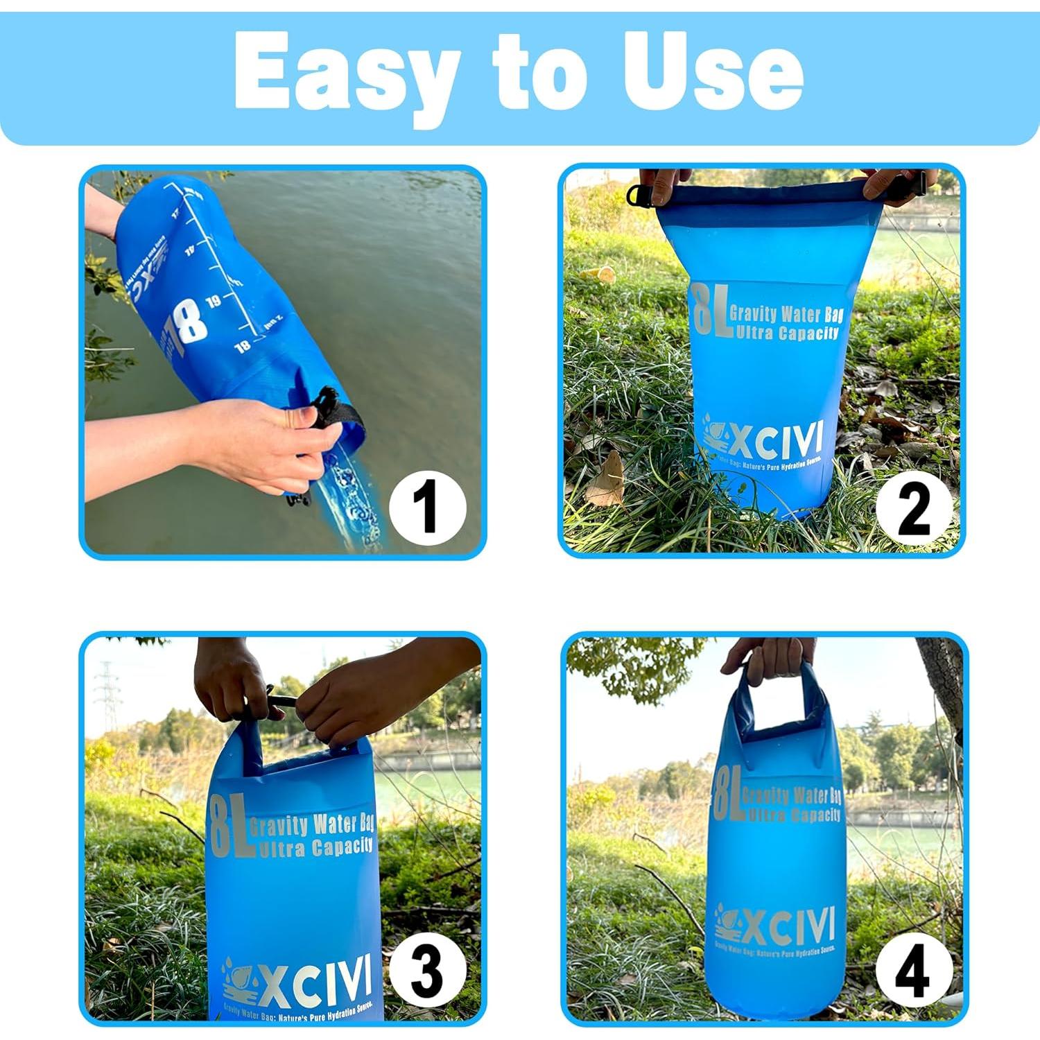 Bolsa de Agua por Gravedad xcivi 8L para Camping y Senderismo