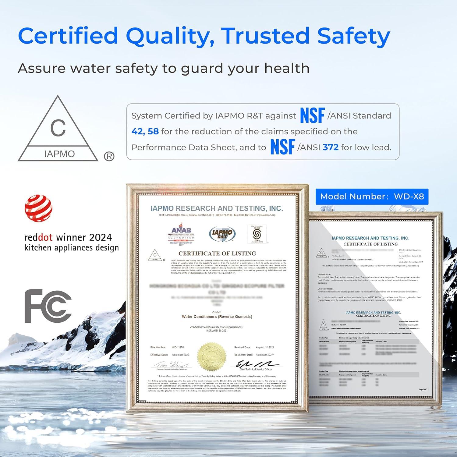 Sistema de Ósmosis Inversa Waterdrop WD-X8, 800 LPD, 9 Etapas