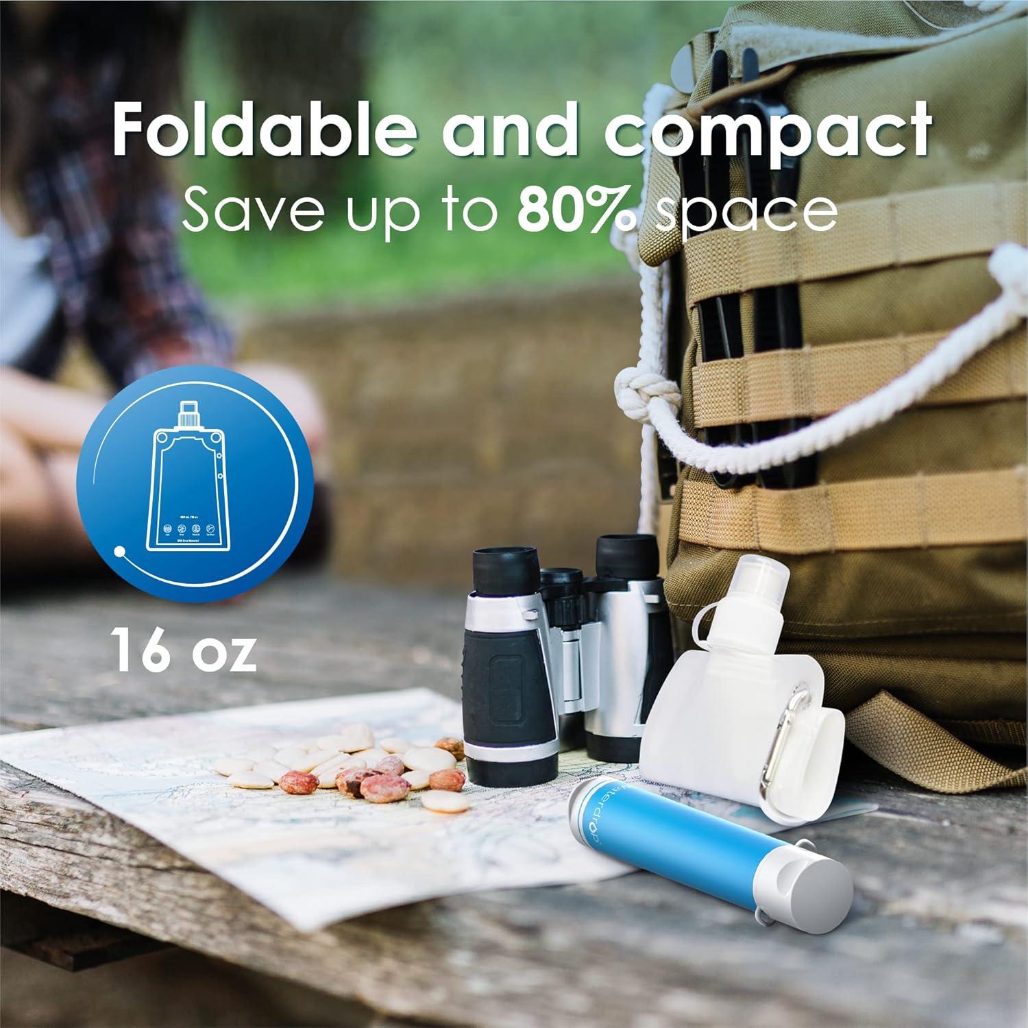 Bolsa de Agua Colapsable Waterdrop 16 oz - Paquete de 3, Libre de BPA