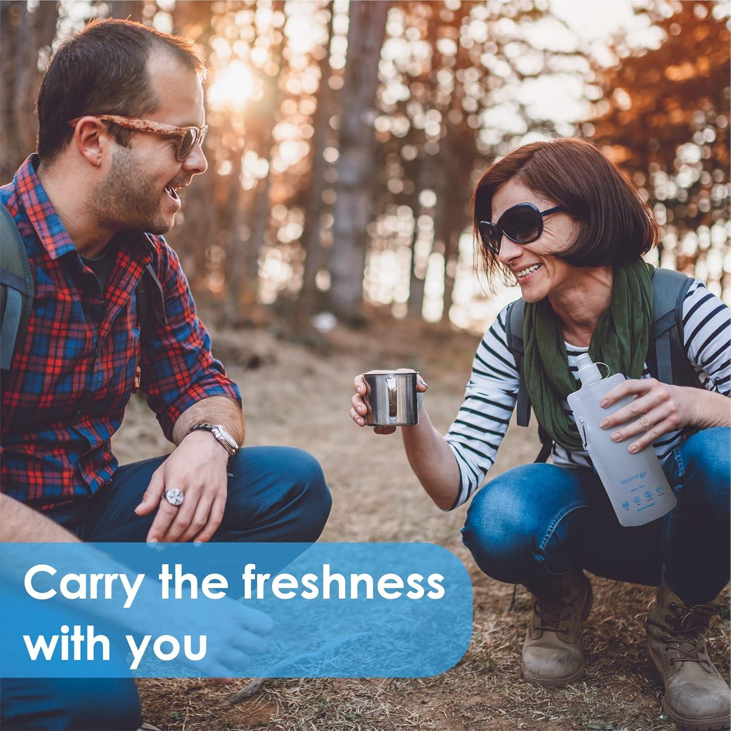 Bolsa de Agua Colapsable Waterdrop 16 oz - Paquete de 3, Libre de BPA