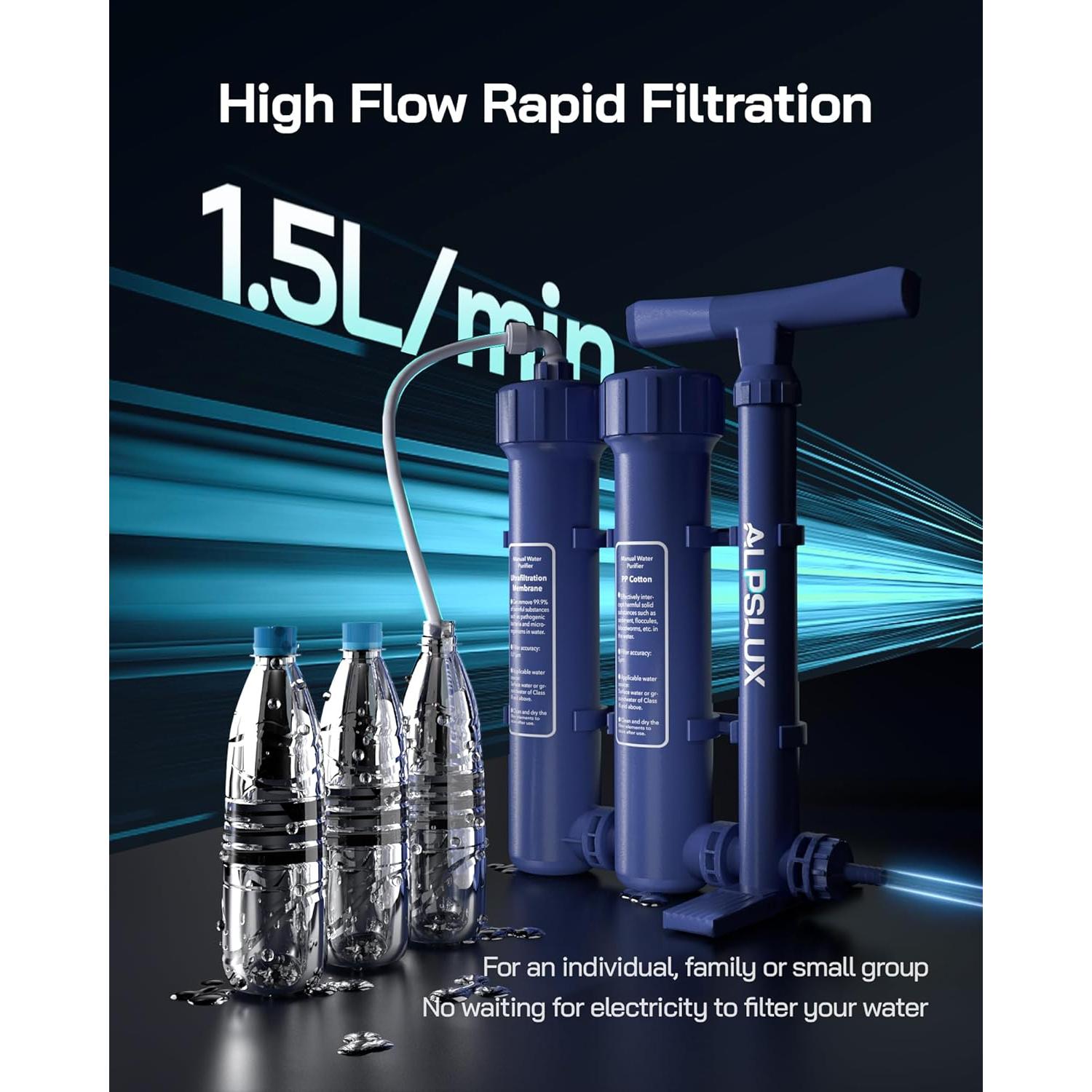 Filtro de Agua Portátil ALPSLUX 3 Etapas 2.09 kg para Camping