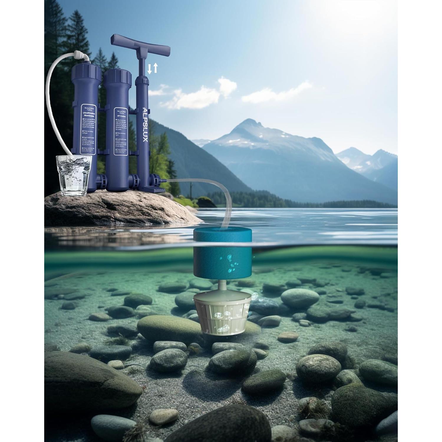 Filtro de Agua Portátil ALPSLUX 3 Etapas 2.09 kg para Camping