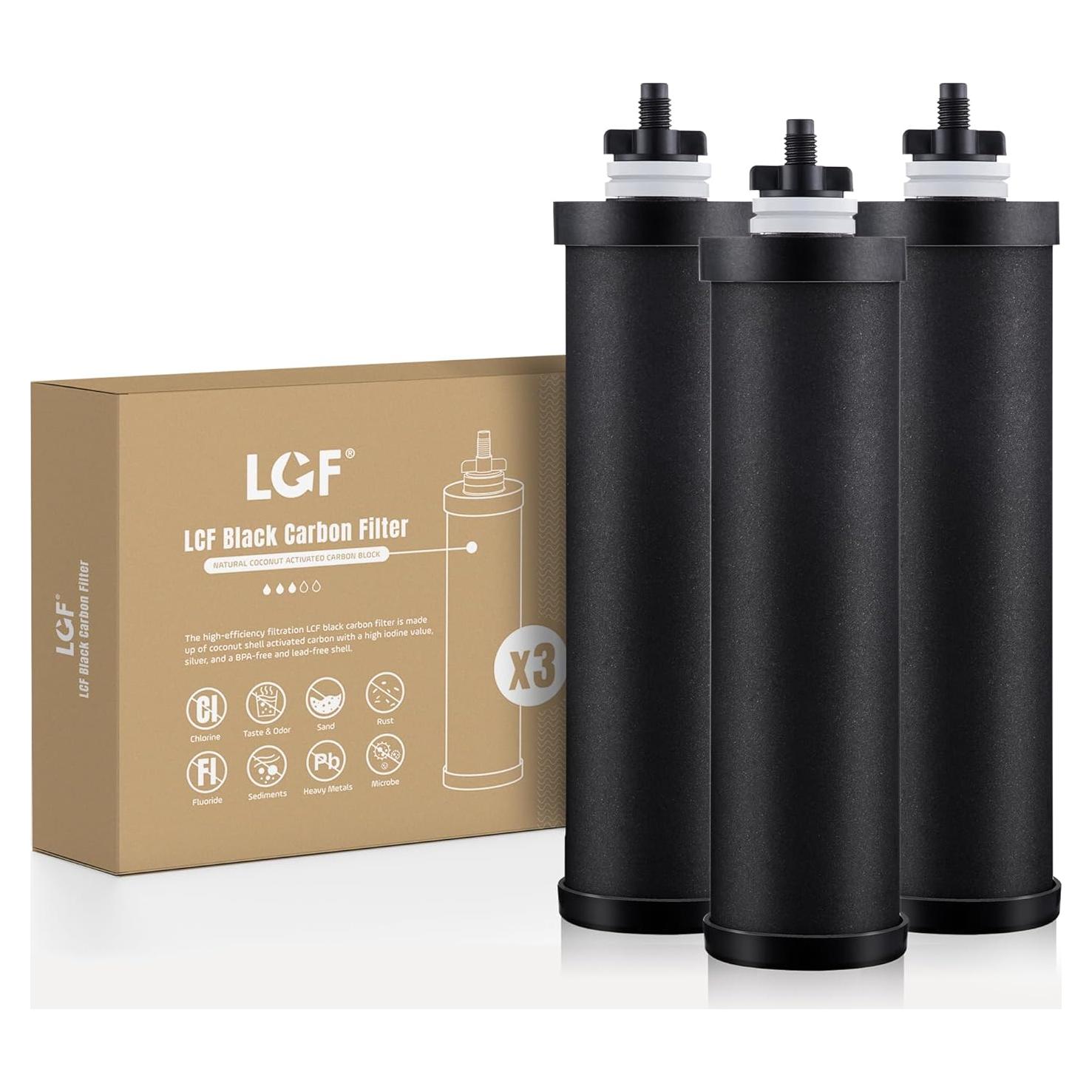 Filtros de Carbono Negro LCF para Berkey BB9-2 - Paquete de 3