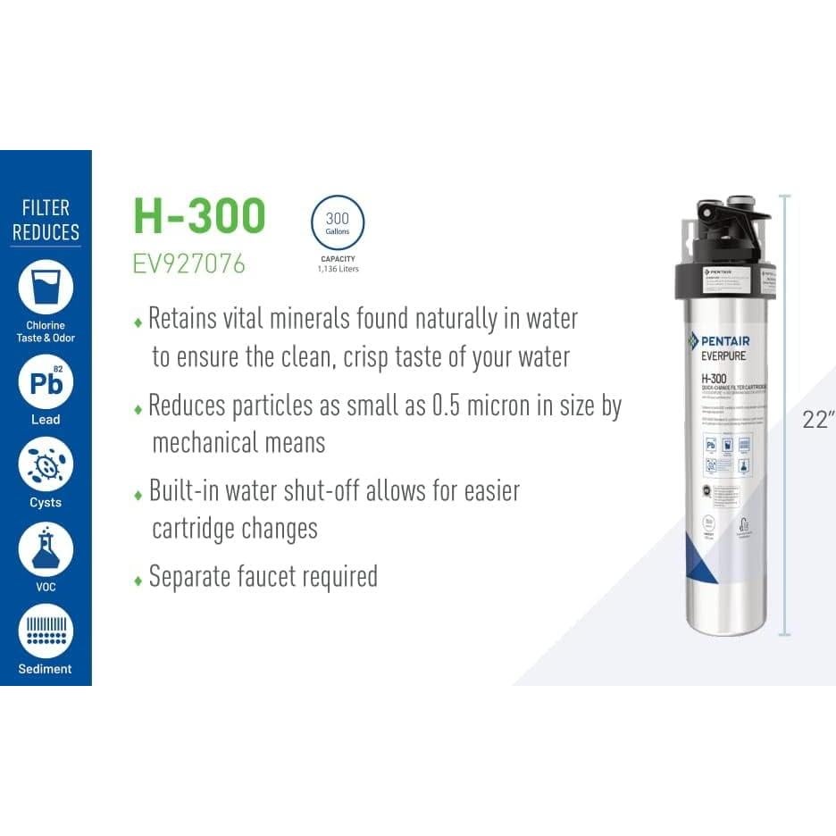 Sistema de Filtración de Agua Potable Pentair Everpure H-300, 300 Galones