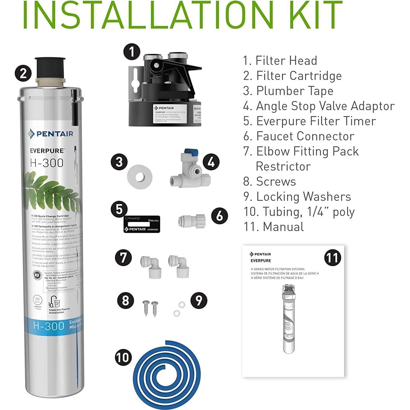 Sistema de Filtración de Agua Potable Pentair Everpure H-300, 300 Galones