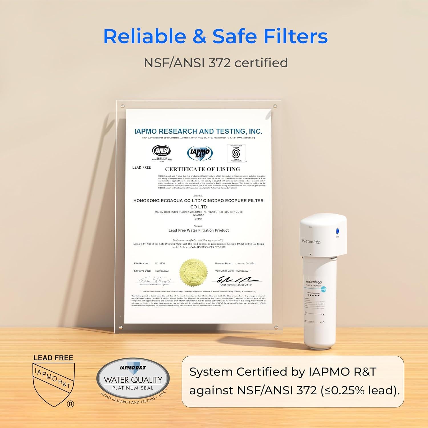 Filtro de Agua Alcalina Waterdrop WD-ALK16, 1.02 kg, Certificado NSF