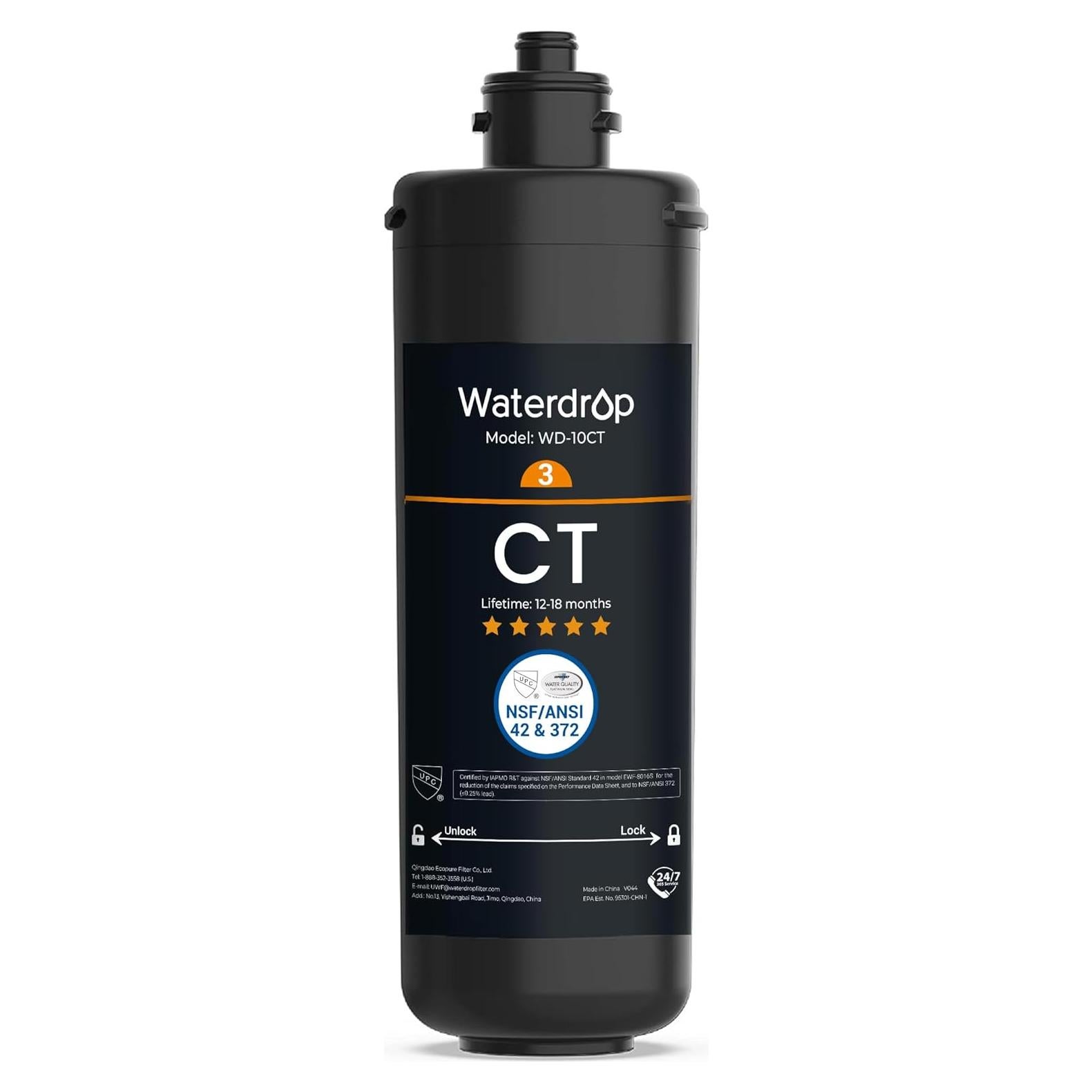 Waterdrop WD-10CT Under Sink Water Filter, Replacement for Waterdrop TSA & TSB 3-stage Under Sink Water Filter System