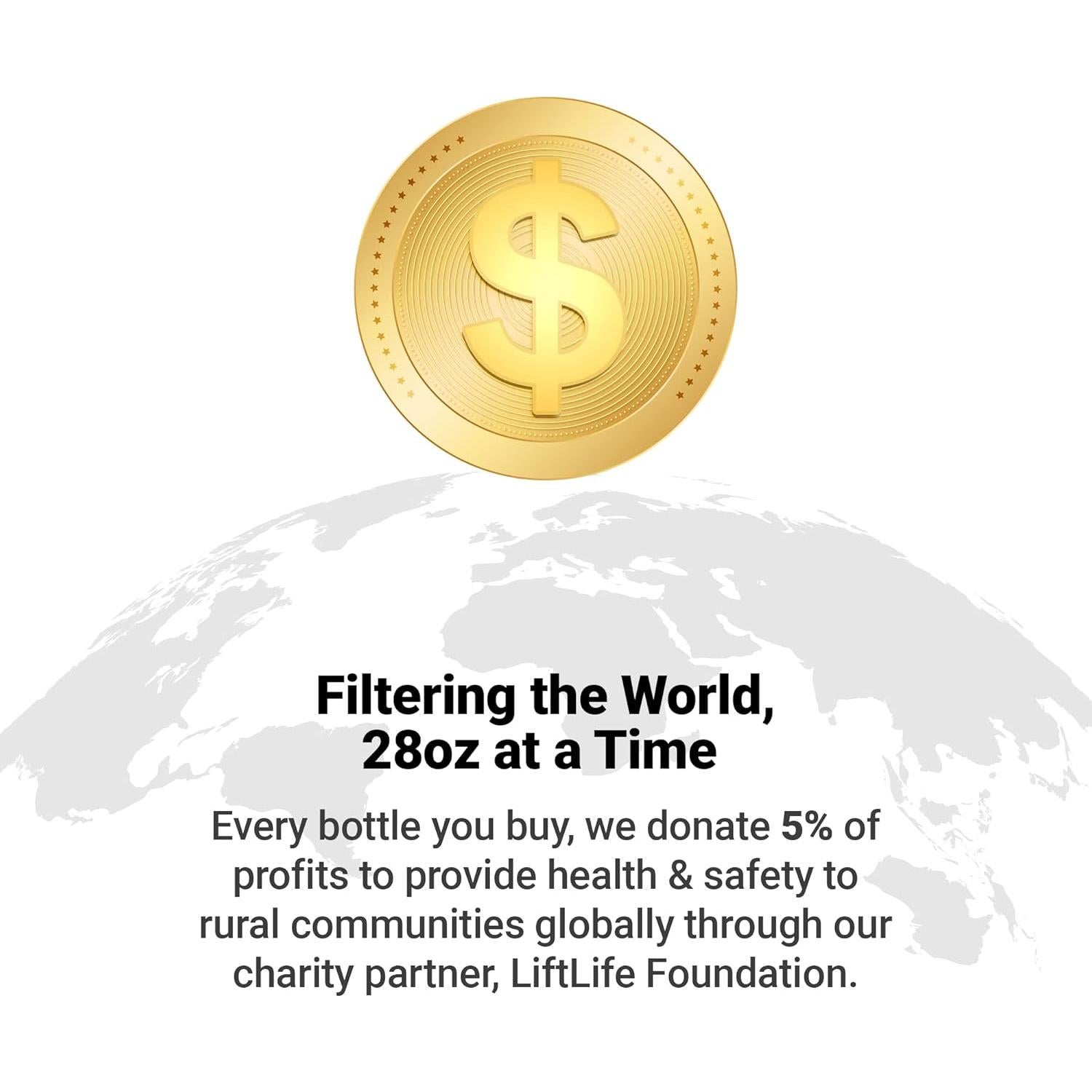 Botella de Filtro de Agua Alcalino ETA 28oz Naranja - Supervivencia