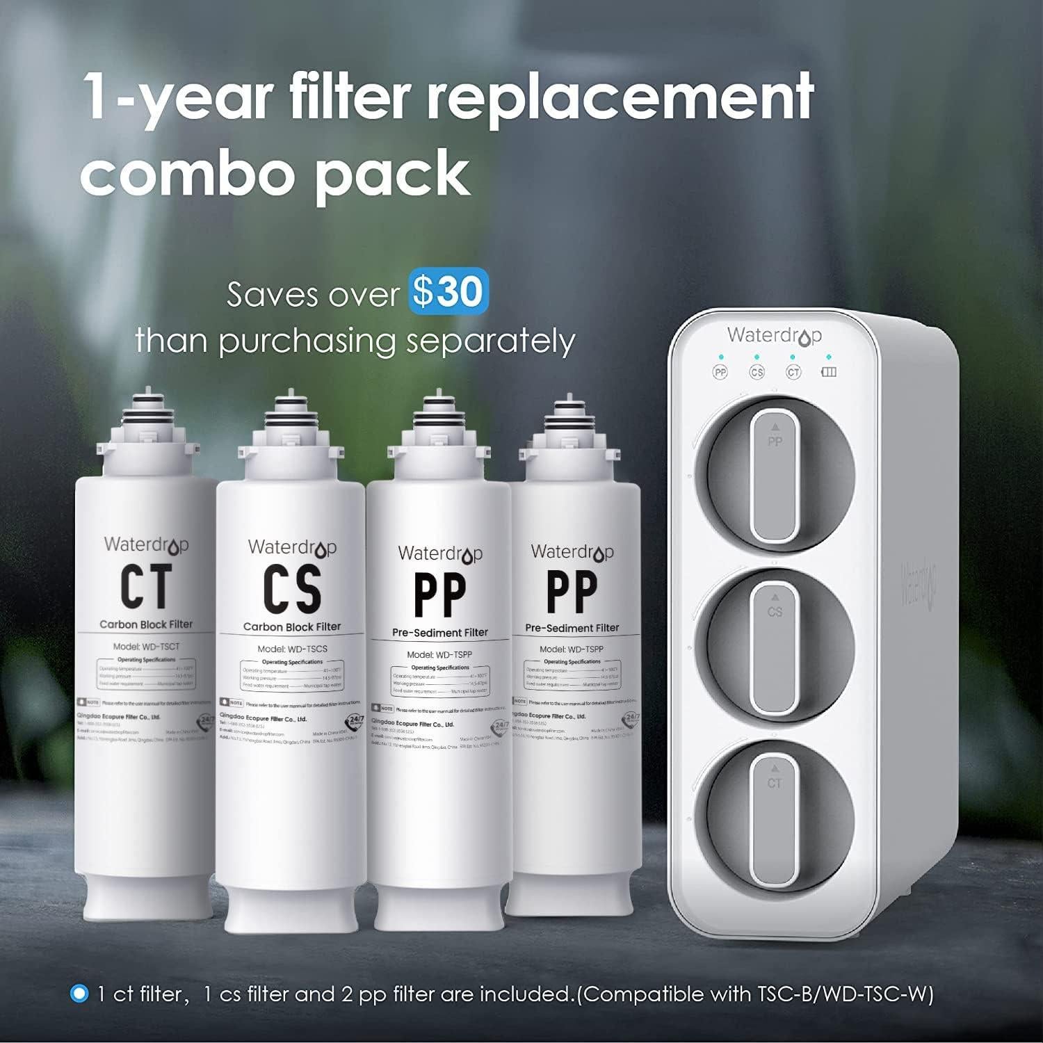 Undersink Replacement Water Filter Compo Pack, 2PP+CT+CS