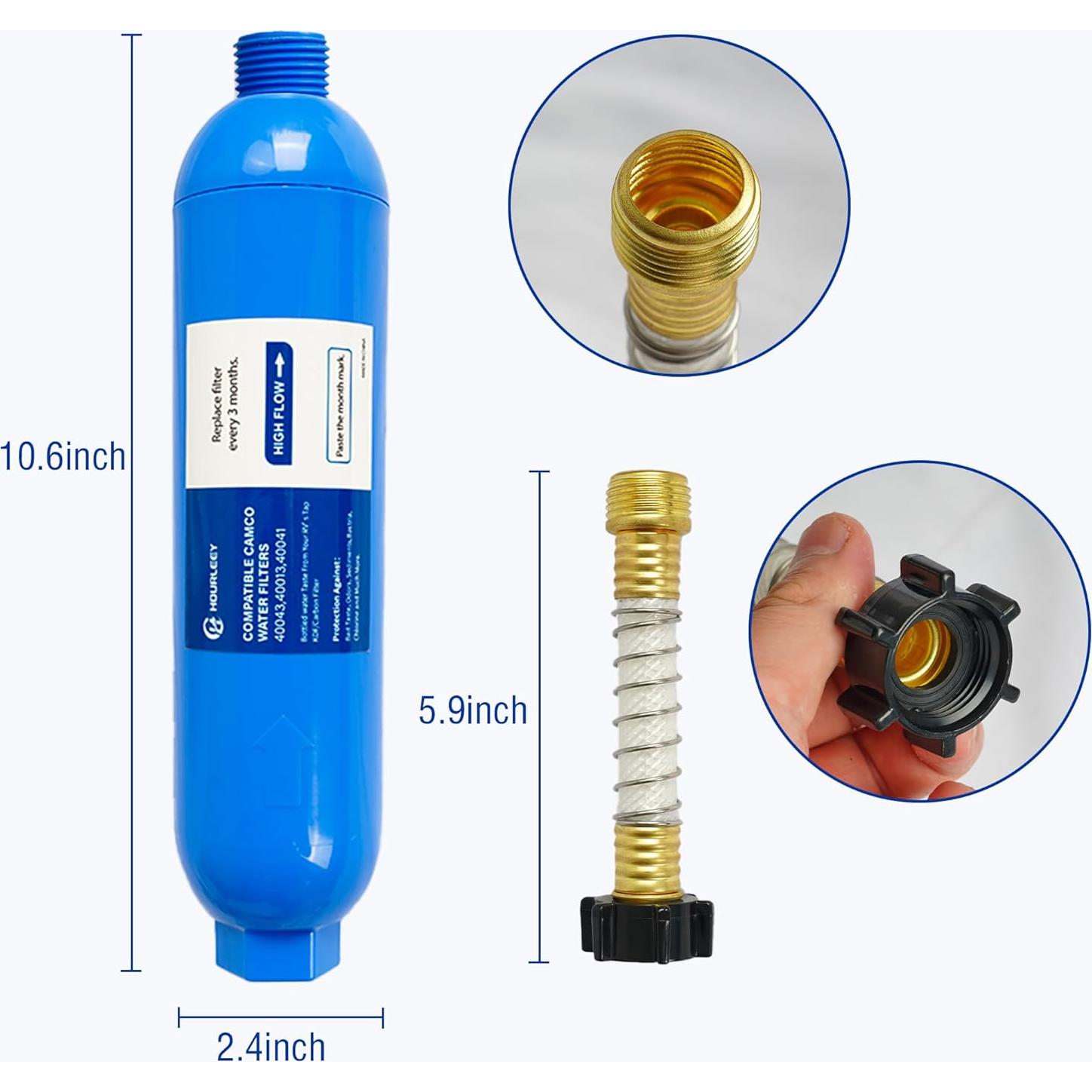 Filtro de Agua Inline Hourleey para RV - 2 Paquetes, 0.84 kg