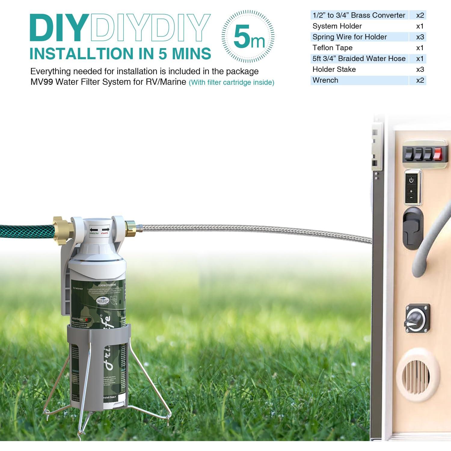 Filtro de Agua Frizzlife MV99 Inline 0.5 Micrones para RV