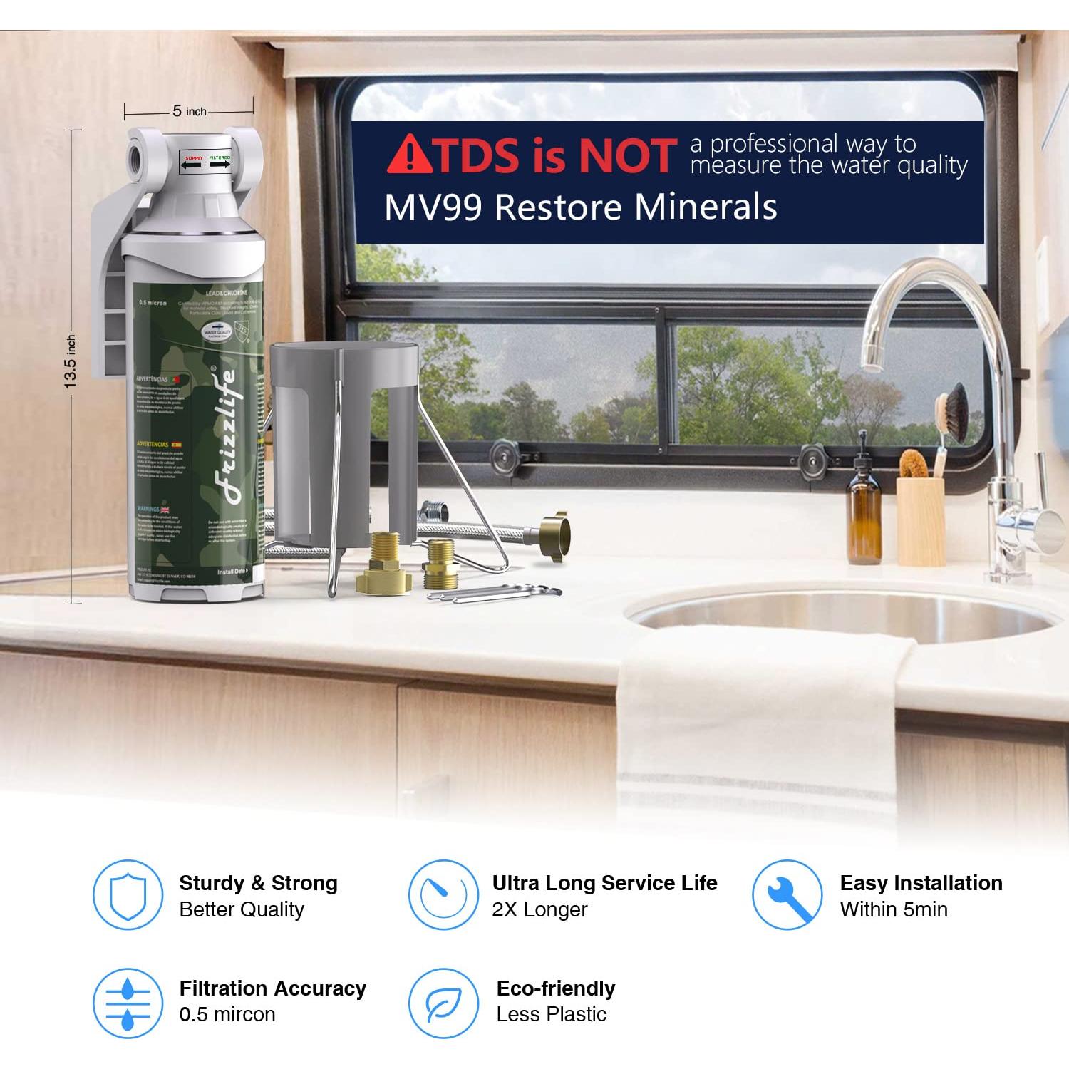Filtro de Agua Frizzlife MV99 Inline 0.5 Micrones para RV
