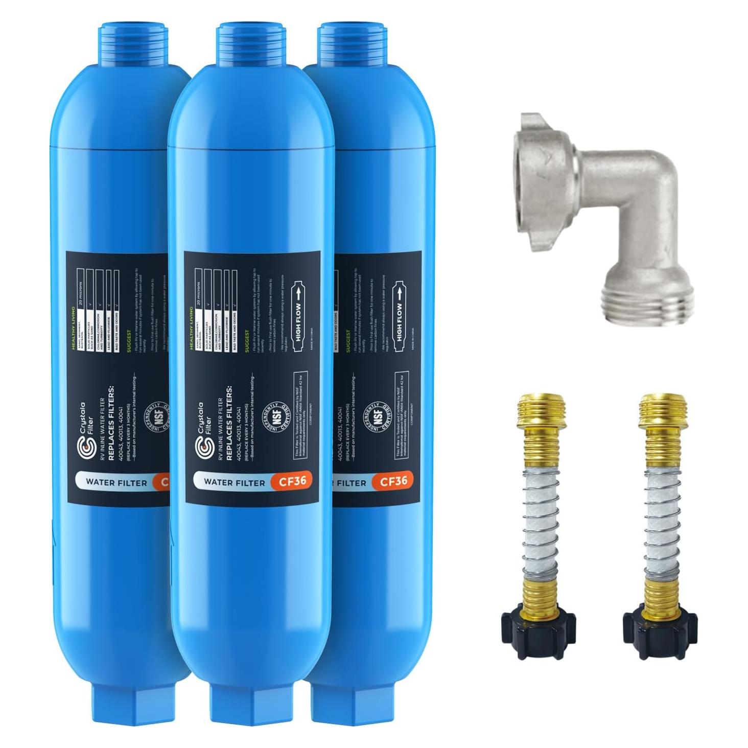 Filtro de Agua Crystala para RV y Camper - Paquete de 3 Unidades